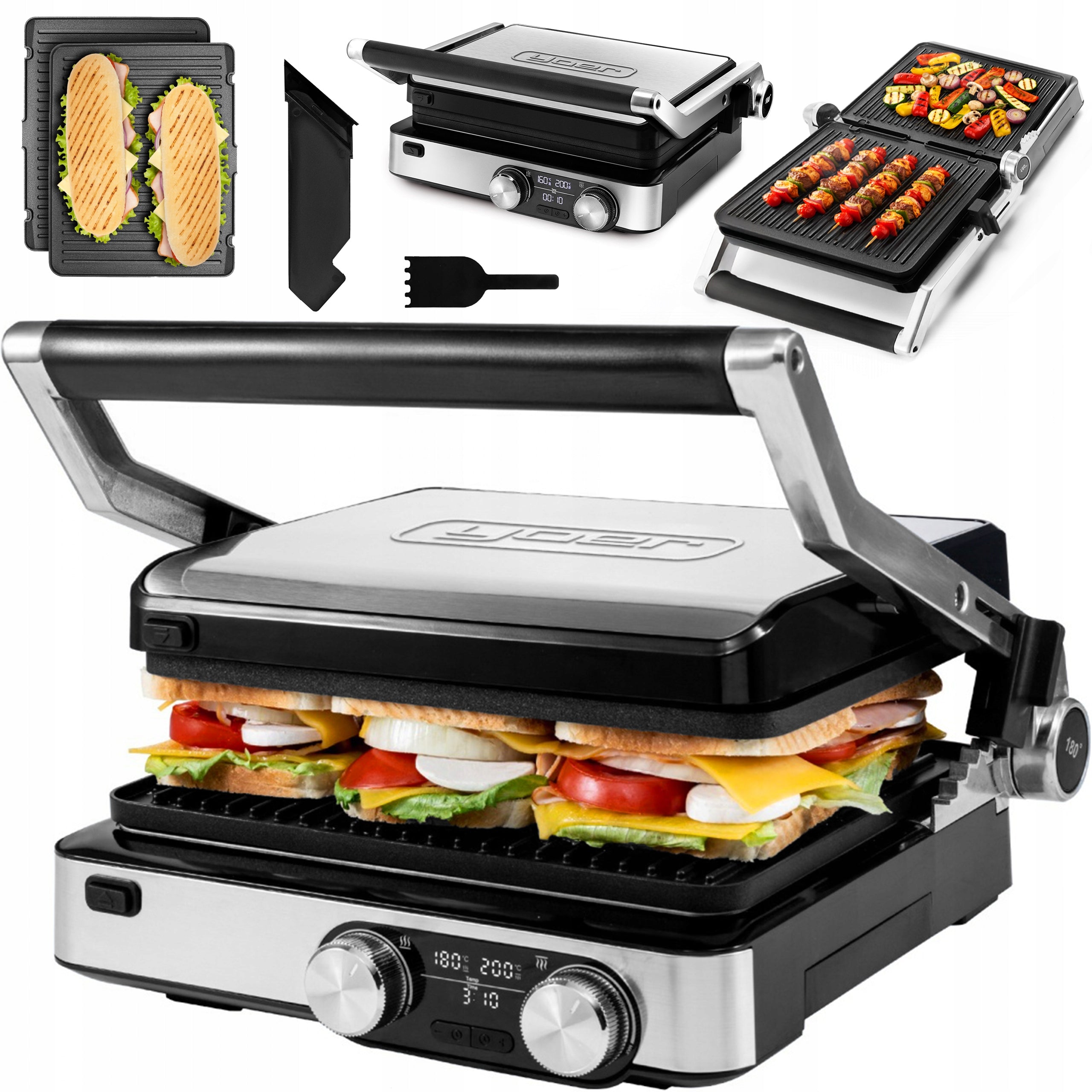 Electric Grill Panini Toaster Yoer 2000W + Time and Temp Programmer