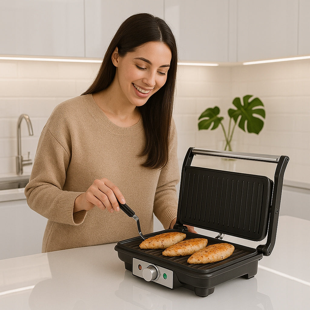 Electric Grill Toaster Riwall Juicy Panini 1800W Nonstick Packaging status original