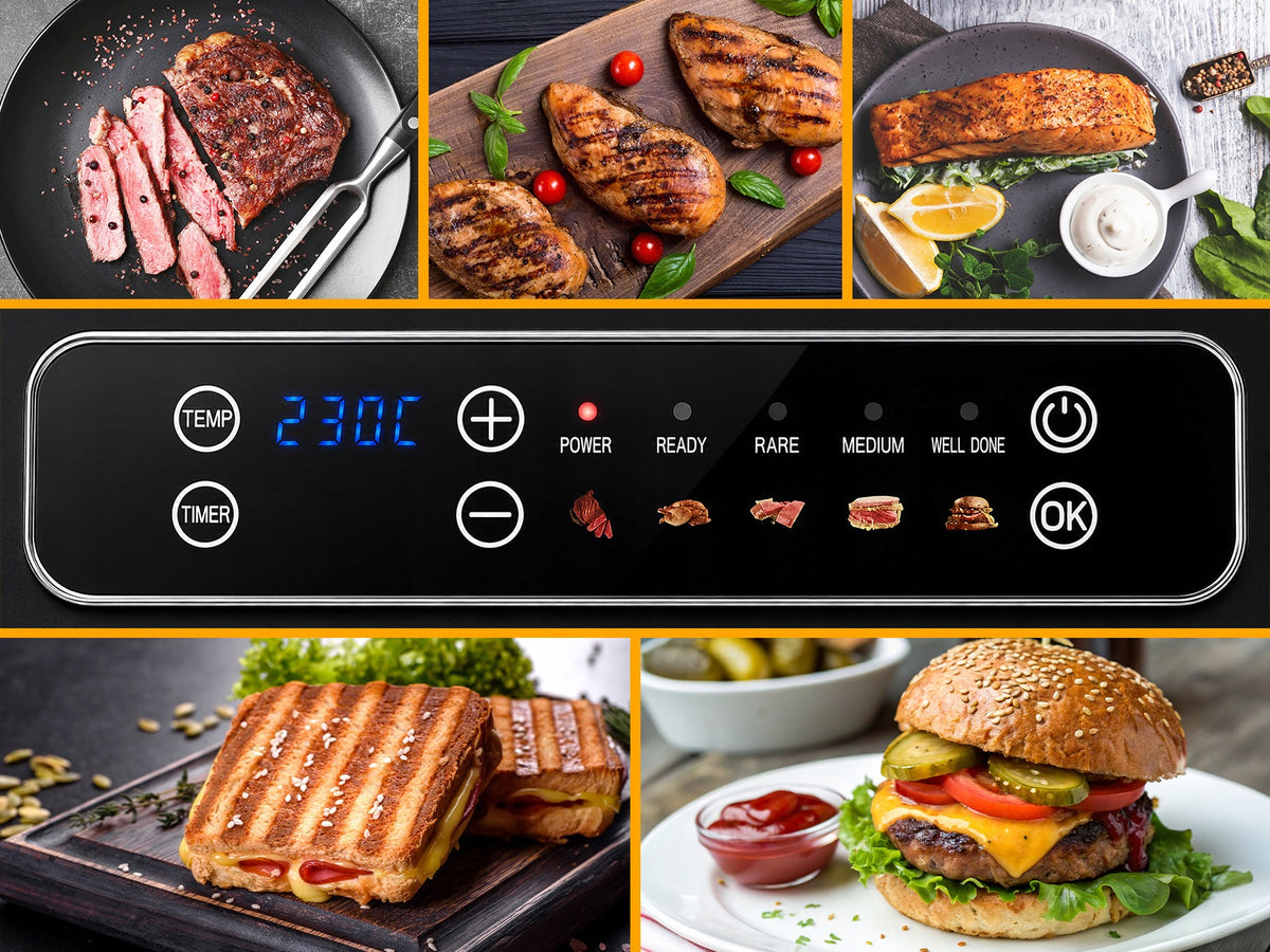 Electric Grill Toaster for Panini Sandwiches Contact Folding 2in1 Packaging status original