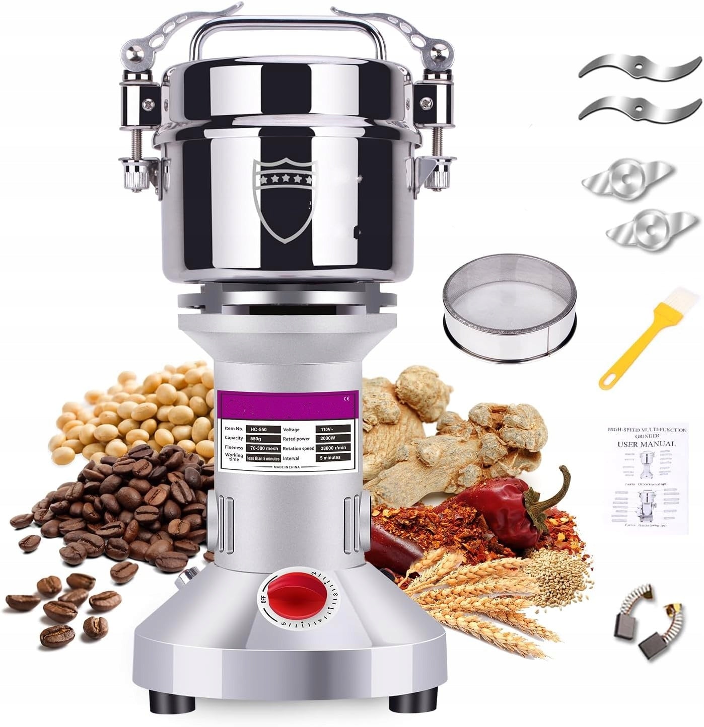 Electric Grinder Royalty Line FG-21802 1200 W silver/grey Brand Royalty Line