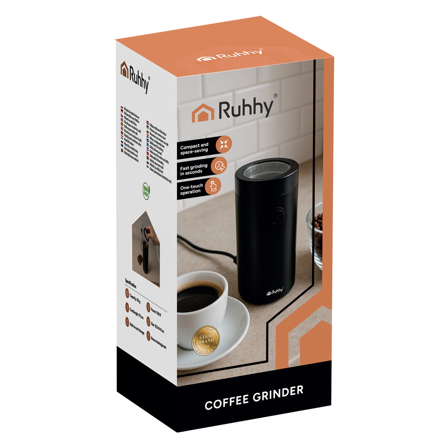 Electric Grinder Ruhhy Electric Coffee Grinder for Nut Grinding Dominant color black