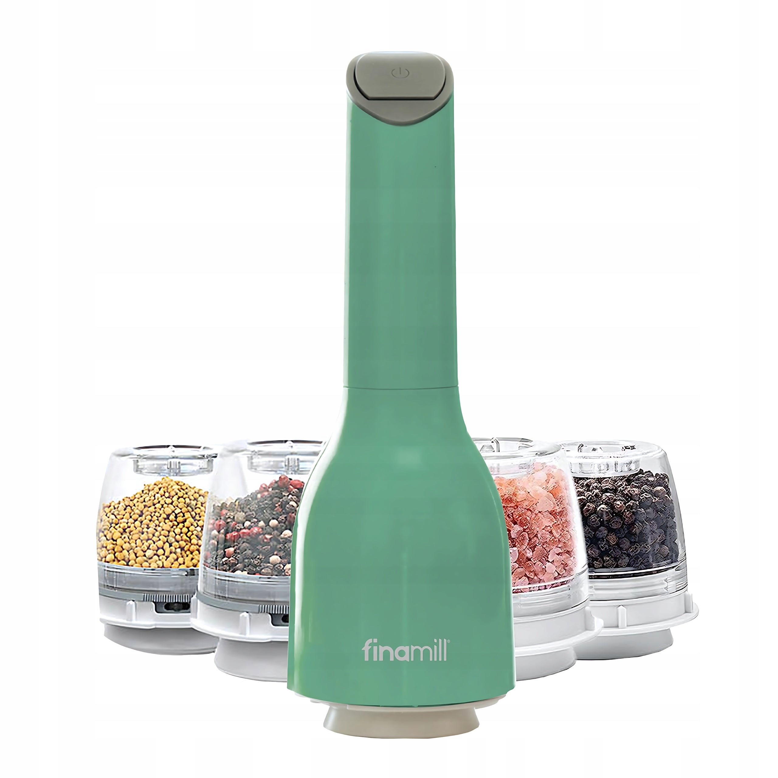 Electric Grinder for Salt Pepper and Spices Finamill +2 Containers Green Packaging status original