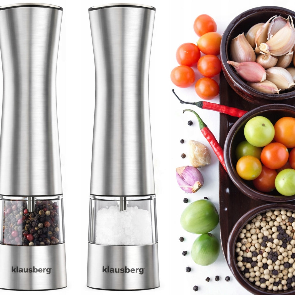 Electric Grinder for Salt and Pepper Set of 2 Silver