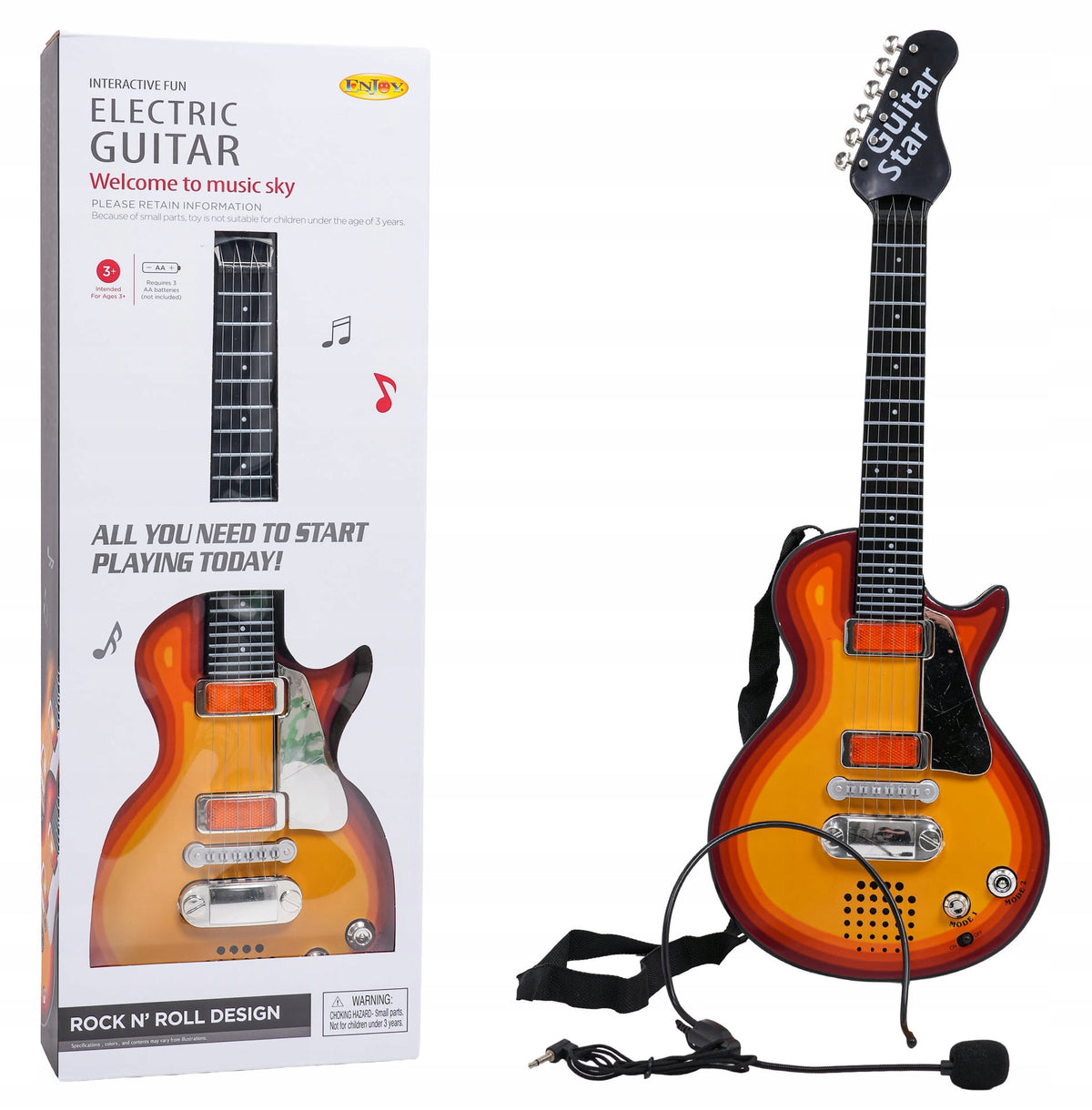 Electric Guitar for Kids Rock Headphones Microphone 2 Modes Kind guitar