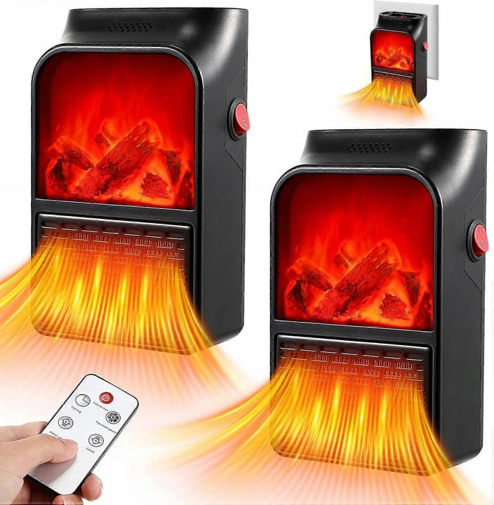 Electric Heater 400W Mini For Outlet With LED Fireplace Effect + Remote Control Manufacturer code mr-2419