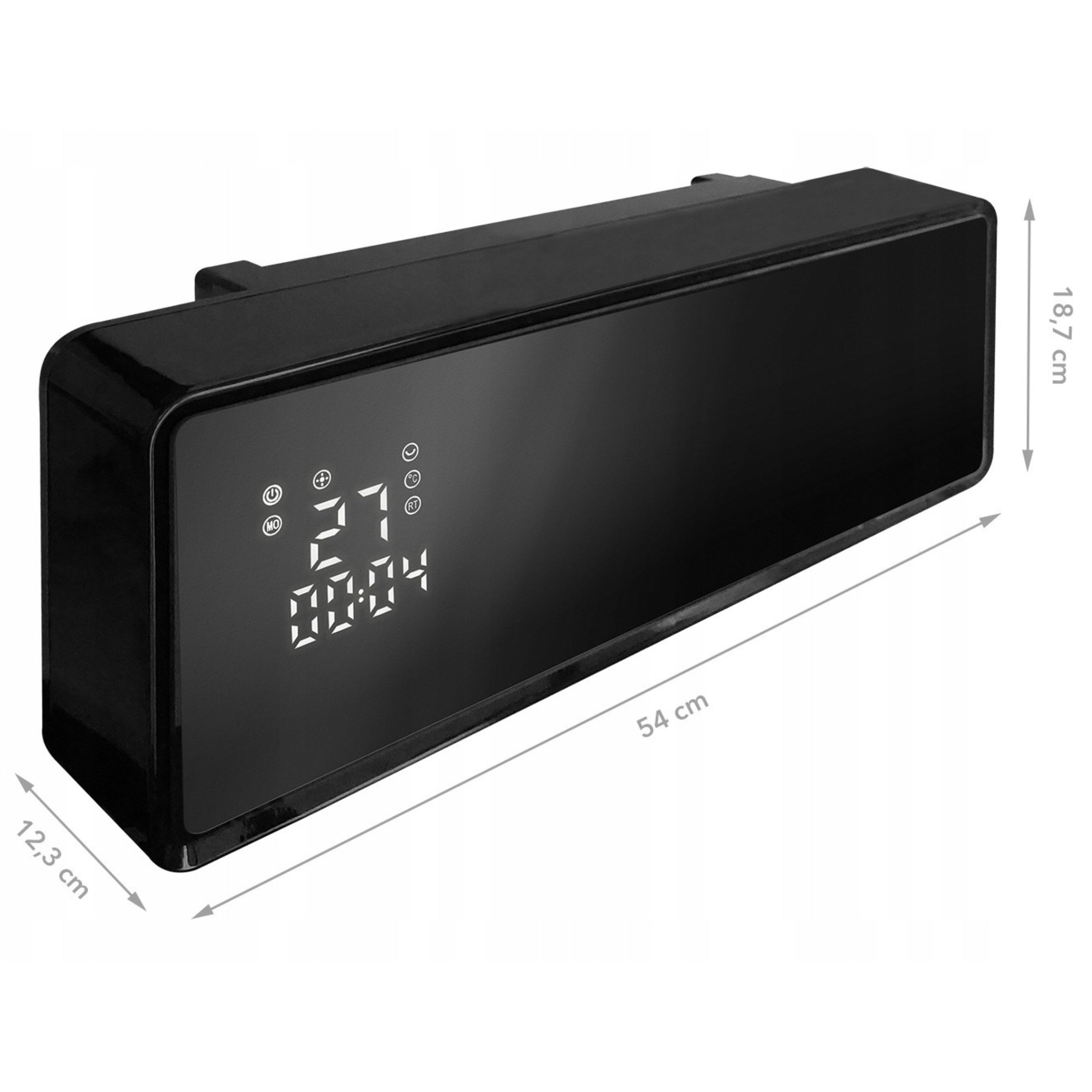 Electric Heater Air Curtain Glass + Remote Control 2000W Black Product height 18.7 cm