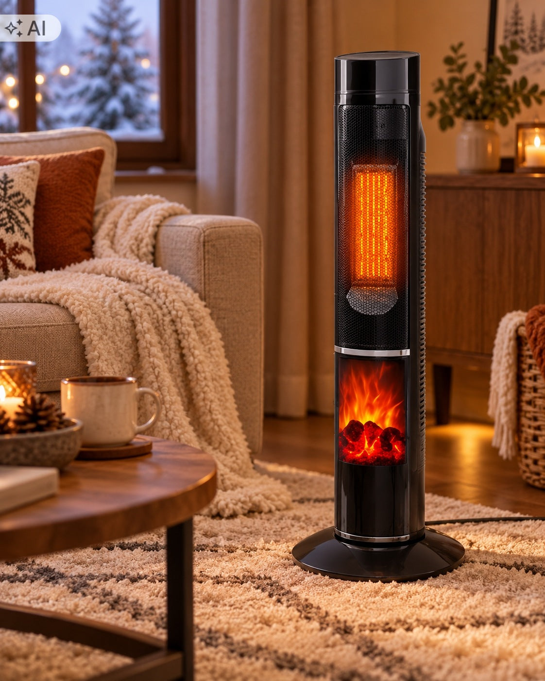 Electric Heater Ceramic Standing Fireplace Flame Effect 2000W Manufacturer code Grzejnik ceramiczny ogrzewacz kominek