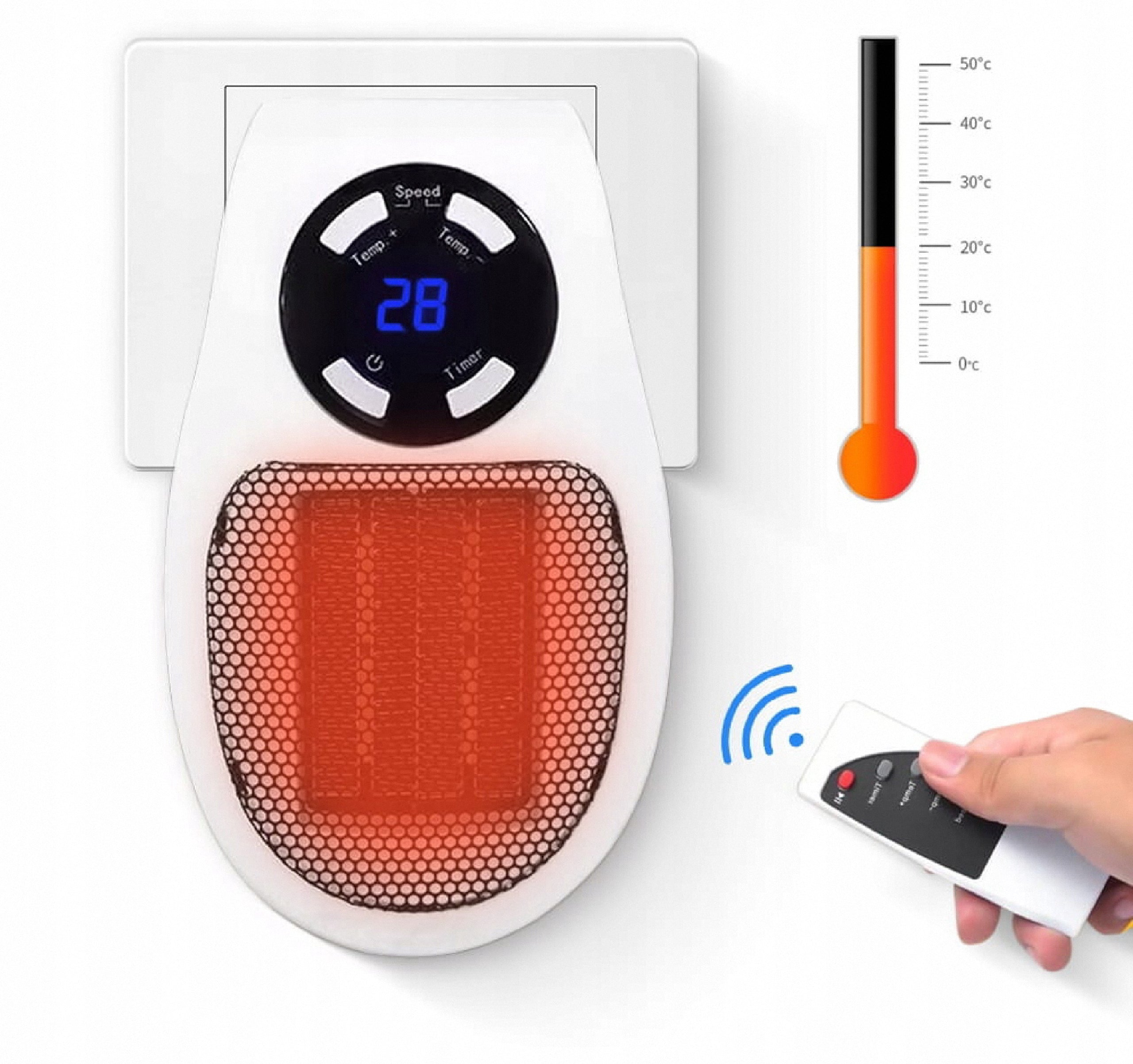 Electric Heater Farelka 500W for socket TIMER LCD Ceramic + PILOT Brand no brand