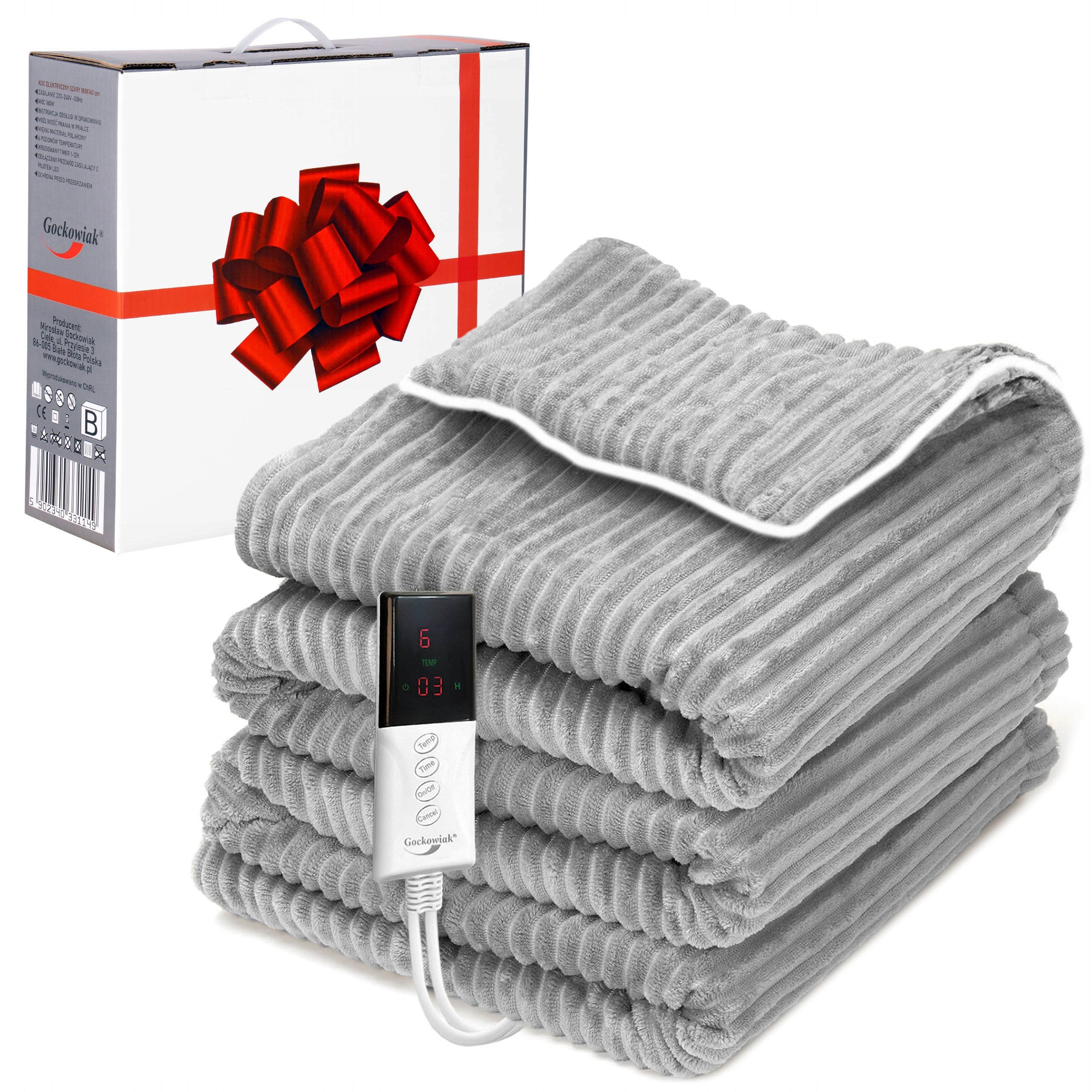 Electric Heating Blanket Large 180 cm Fleece Heating Mat 160W + Remote Control