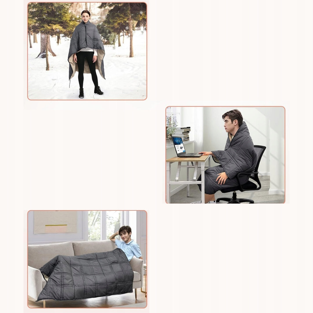Electric Heating Pillow Blanket Pled Rechargeable 150x120 cm Large Black QV Medical device no