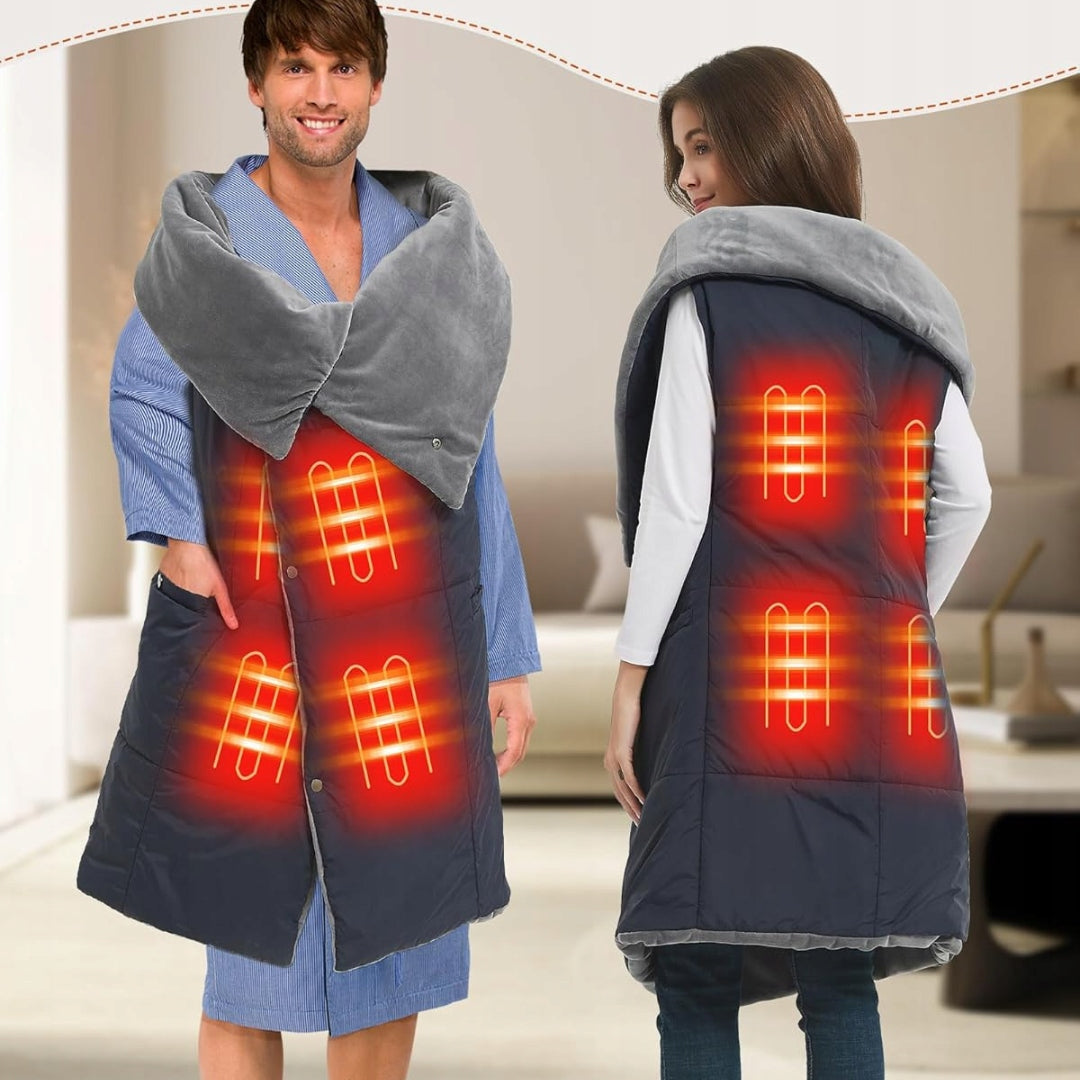 Electric Heating Pillow Blanket Rechargeable 130x107 cm Large Blue QwV Packaging status original