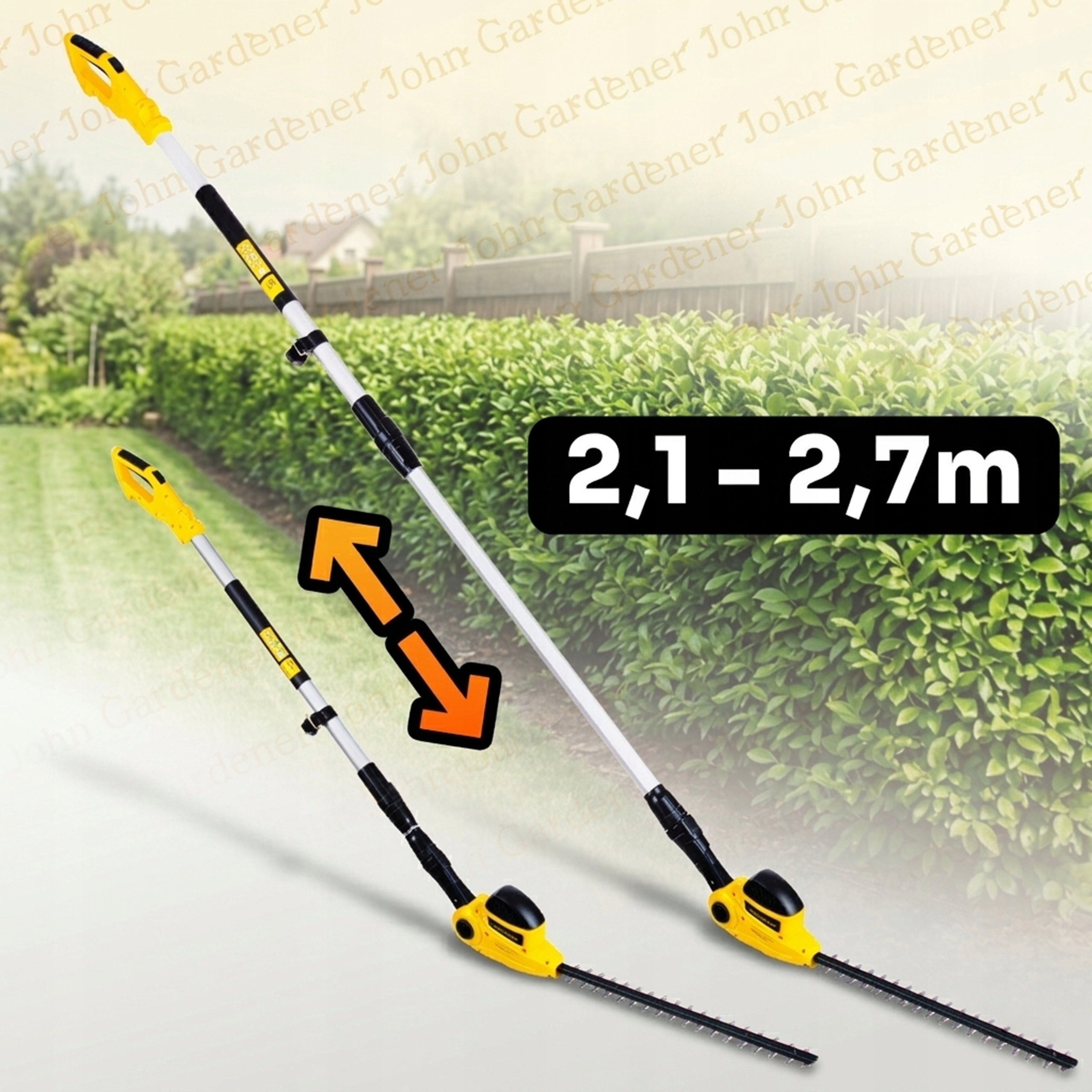 Electric Hedge Trimmer Telescopic Boom 2,7M 550W 55CM Brand John Gardener