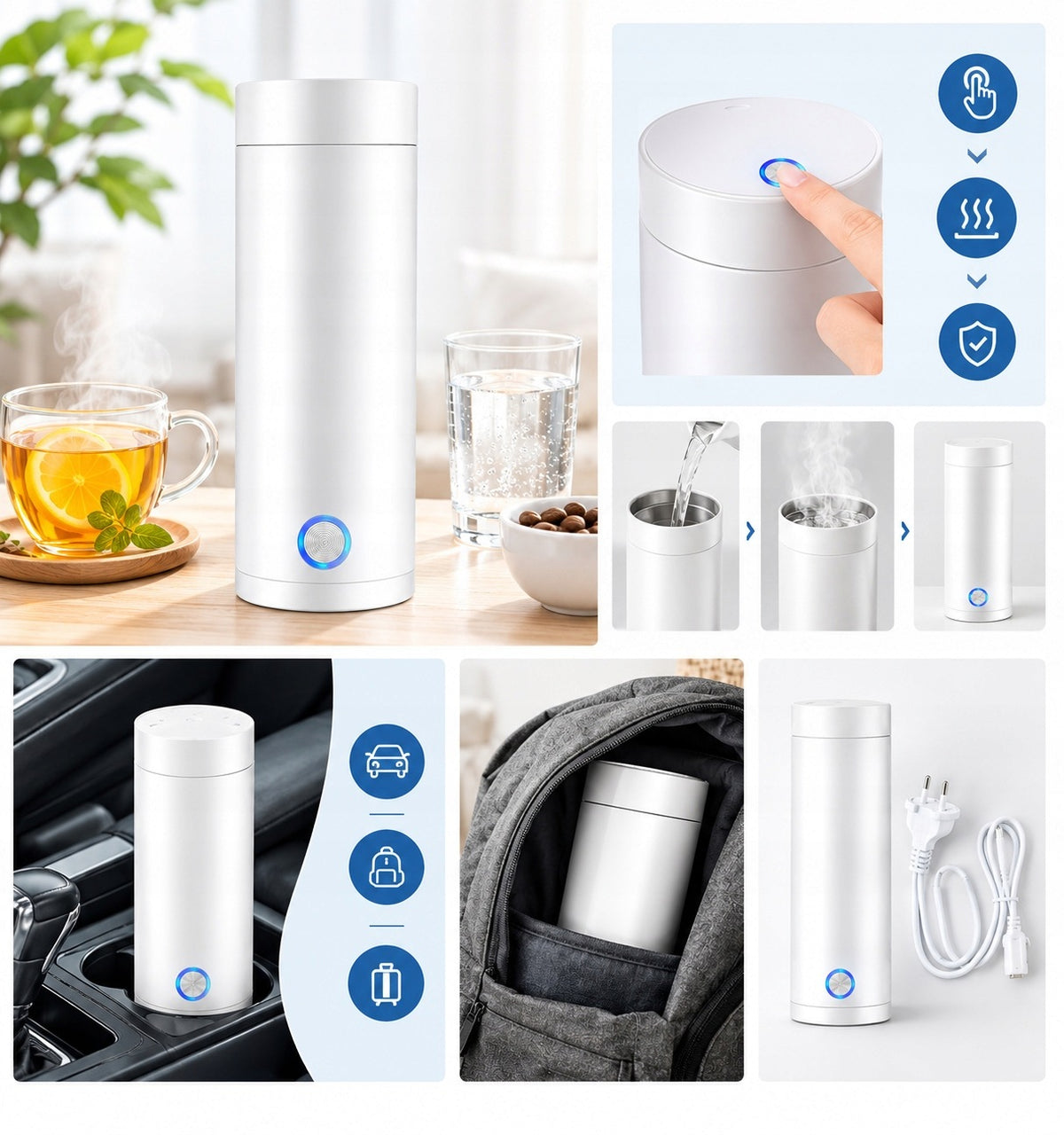 Electric Hiking Kettle 0,4L 300W Small Travel White Manufacturer code Podróżny czajnik elektryczny