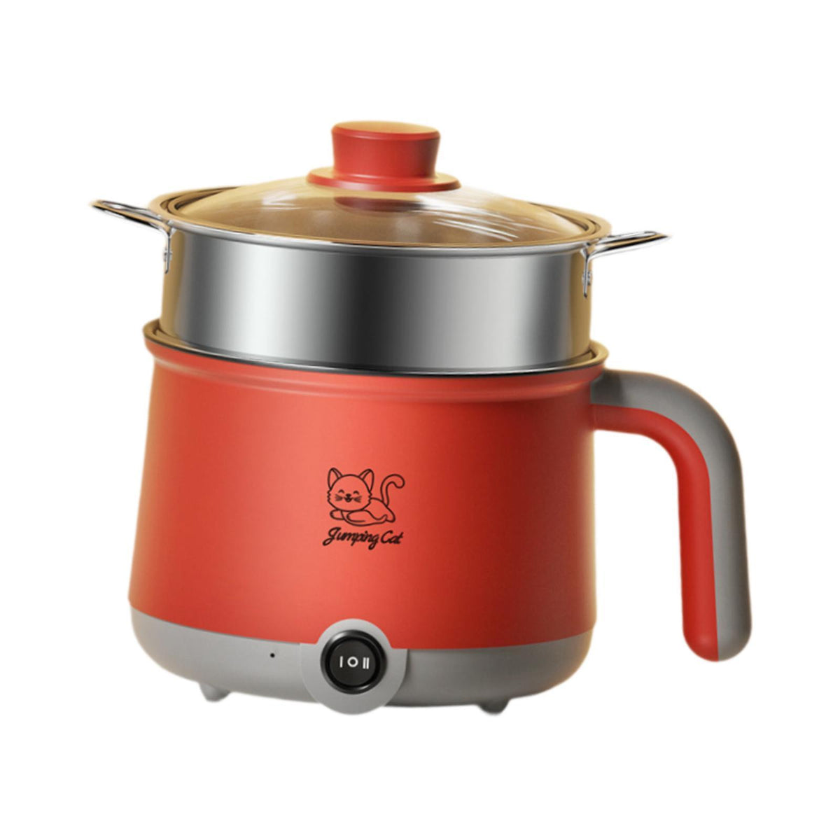 Electric Hot Pot Mini Hot Pot with Steamer,Cooking Gray Red