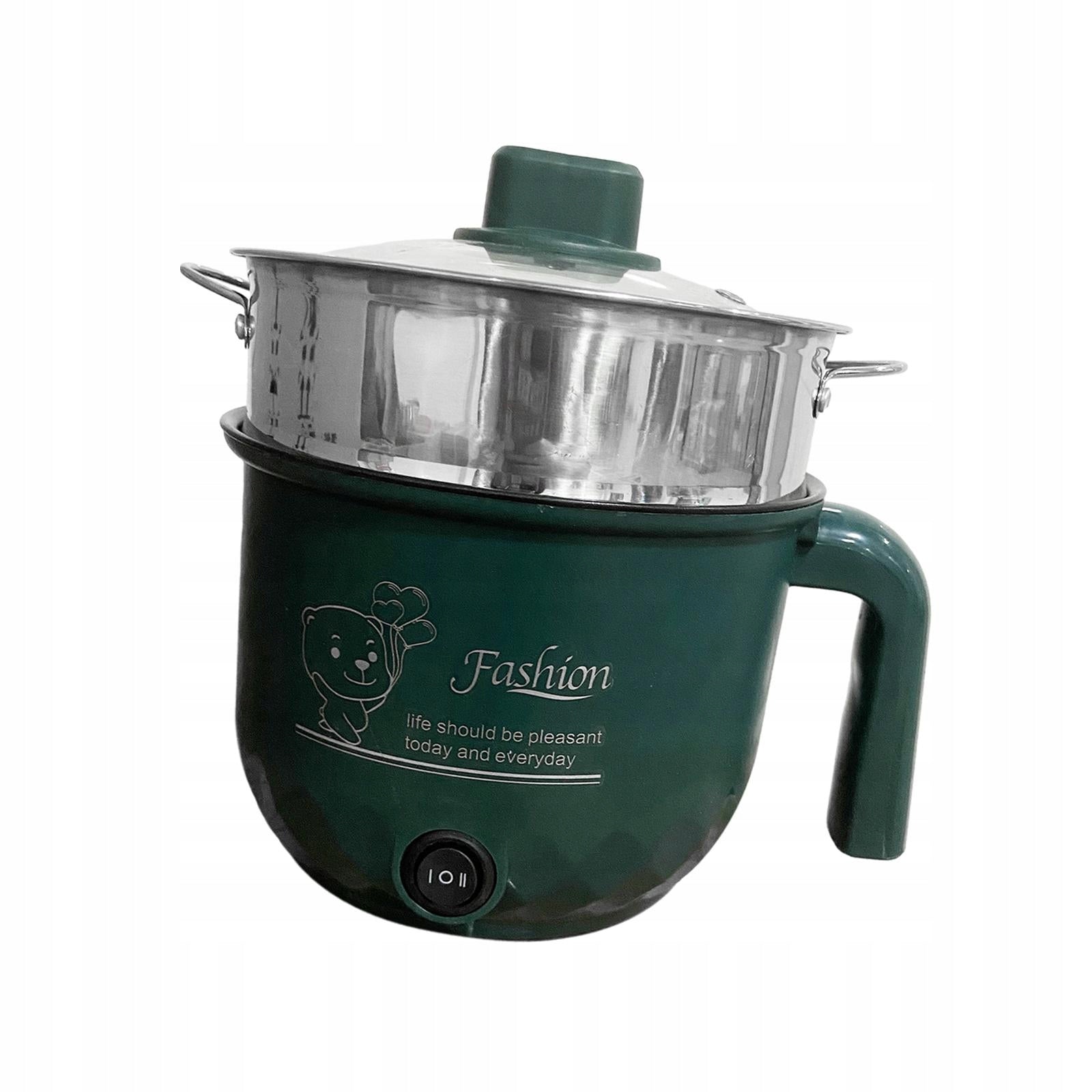 Electric Hot Pot Nonstick Multipurpose Electric Cooker with steamer Green