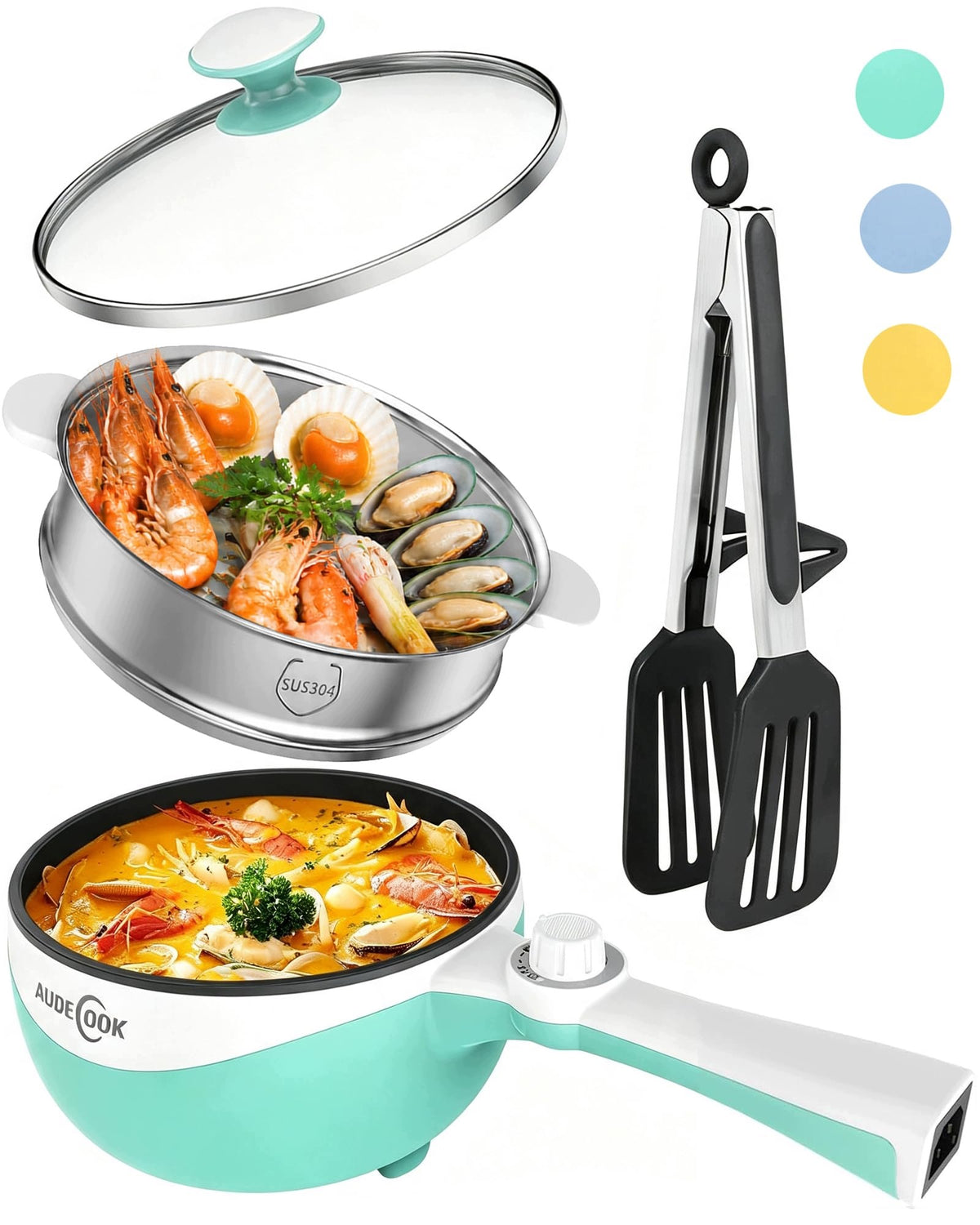 Electric Hot Pot Portable 1,5 L Green B AUDECOOK