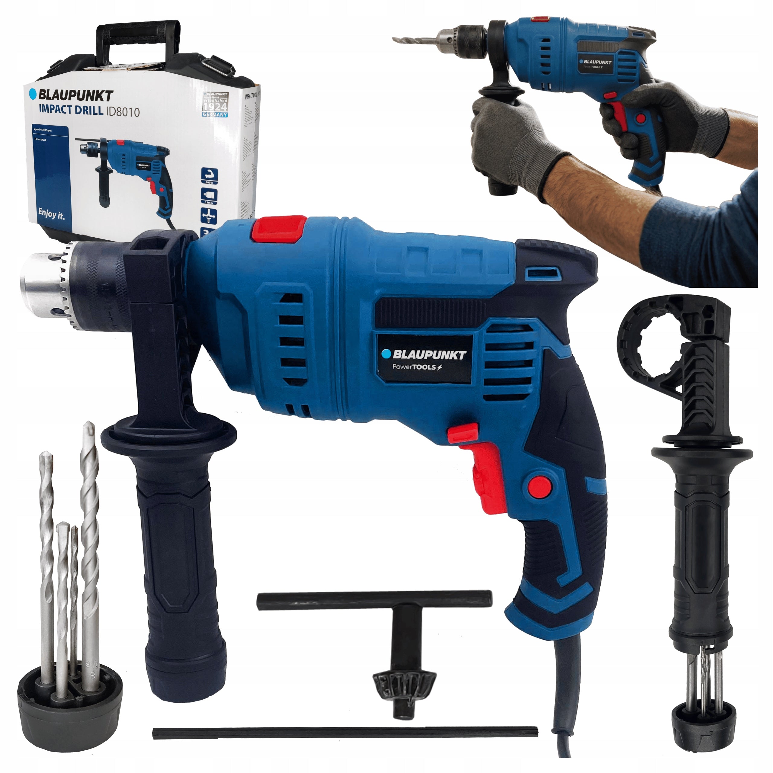 Electric Impact Drilling Machine Blaupunkt 900W 48000Uch/min Drill Case