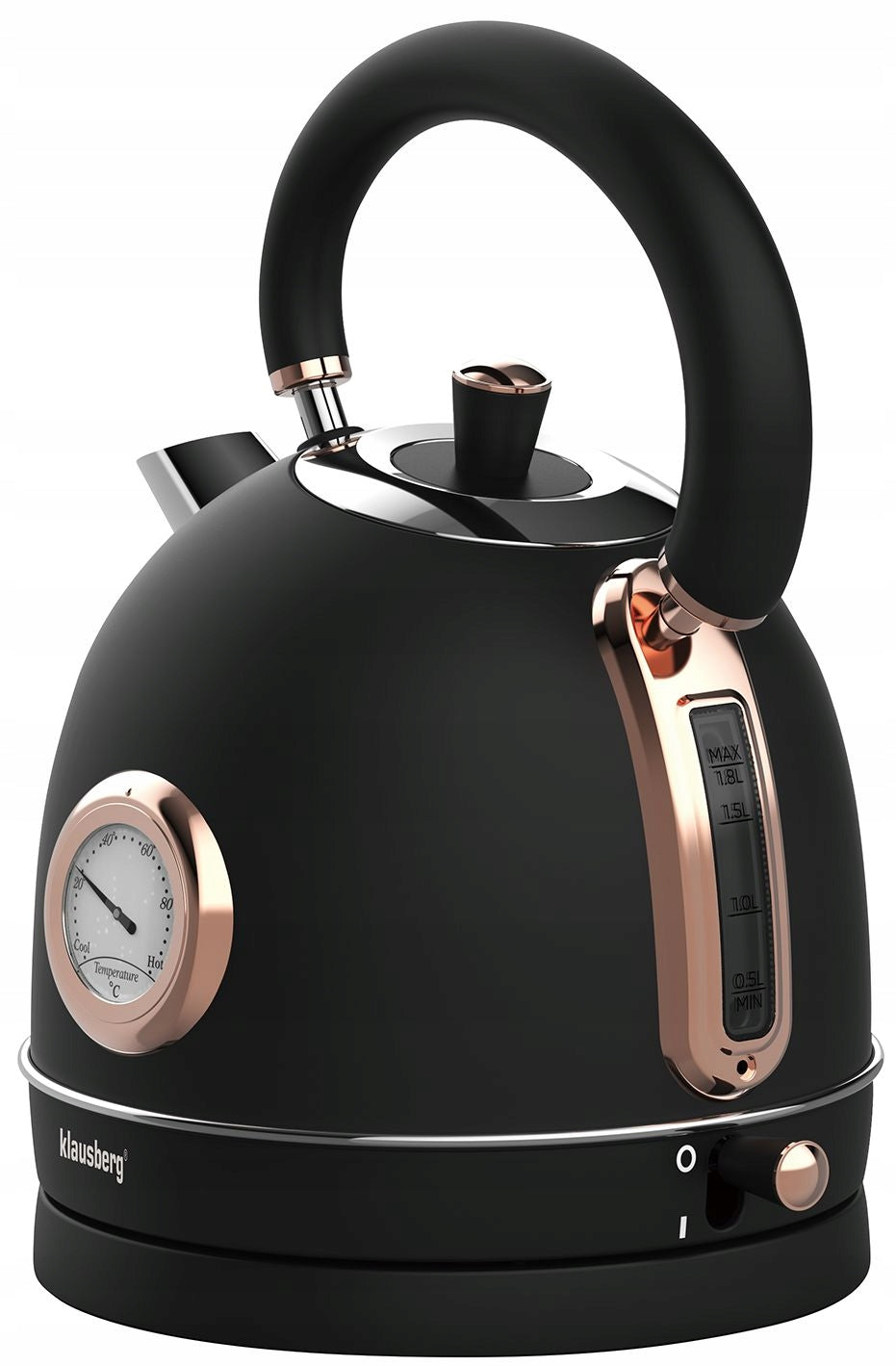 Electric Kettle 1.8L with Thermometer RETRO Klausberg KB-7905 2200W Black Packaging status original