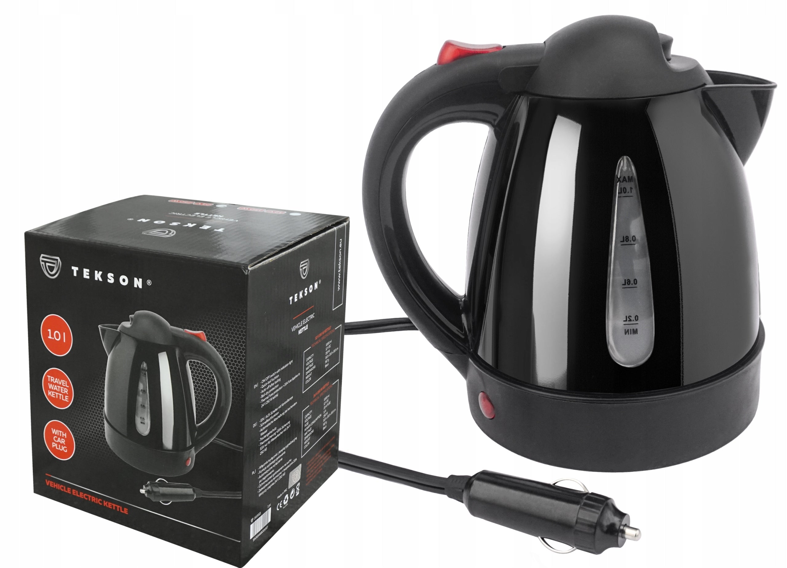 Electric Kettle For Car Plug Black For Travel 24V 1L 250W Manufacturer code Czajnik Elektryczny Na Wtyczkę Samochodową