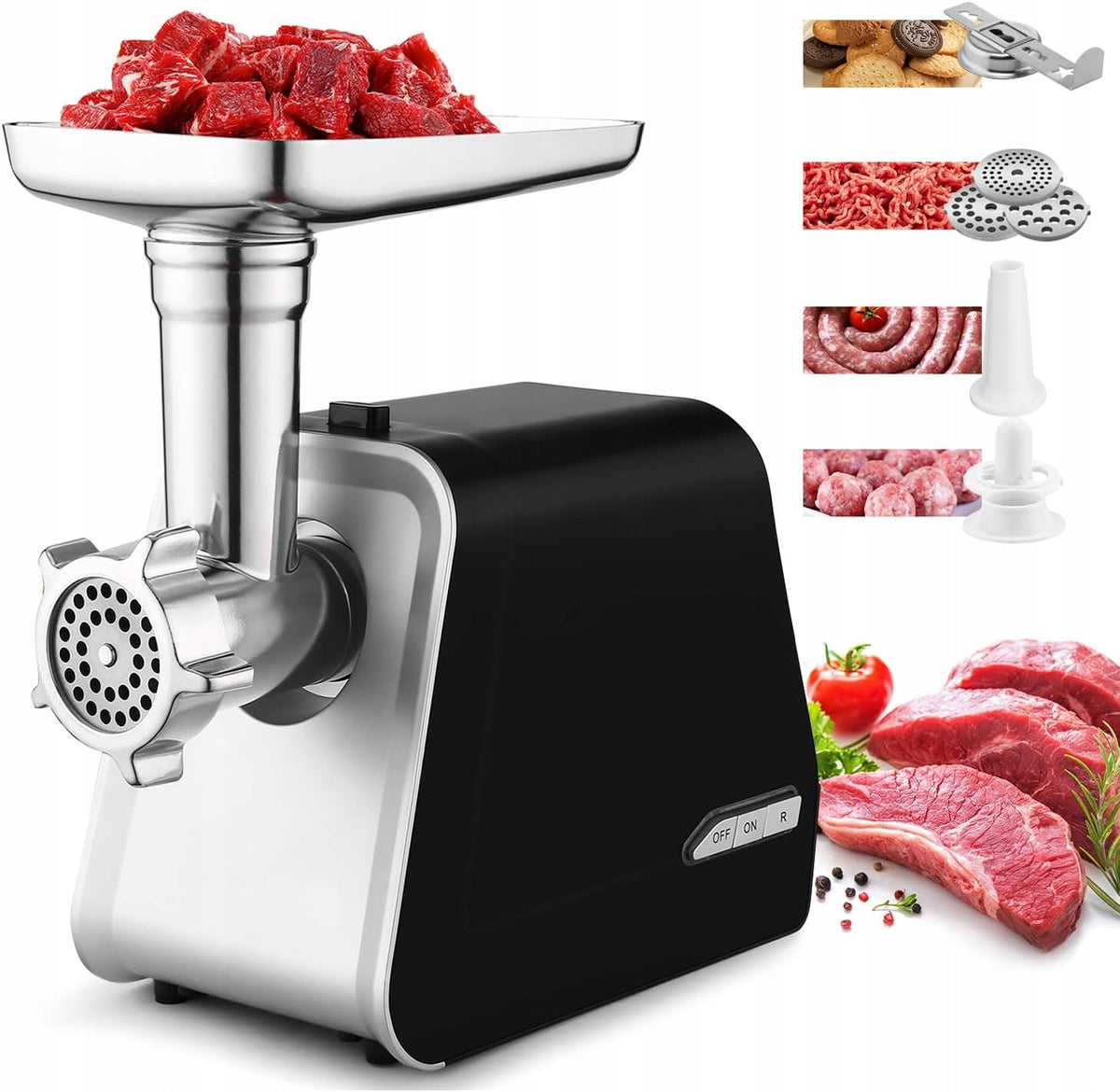 Electric Meat Grinder 2000W Sausage Stuffer 3 Household Discs Packaging status original
