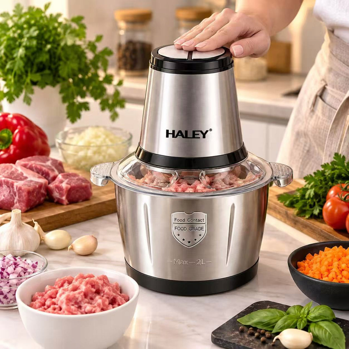 Electric Meat Grinder 2L Stainless Steel With 4D Sharp Knife Brand no brand