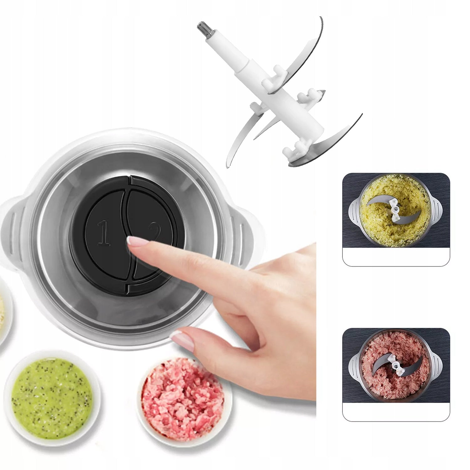 Electric Meat Shredder 2L with Container and Blade S 4D Steel Dominant color silver/gray