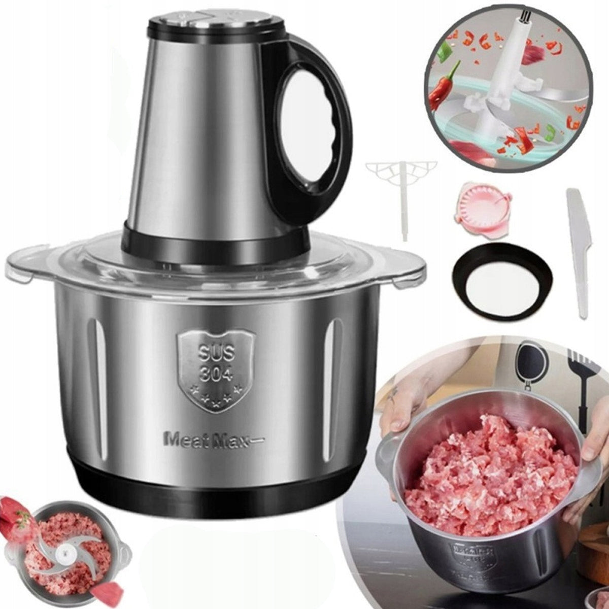 Electric Meat Shredder 500W FRUIT Vegetable MALAXER STRONG Steel 5L