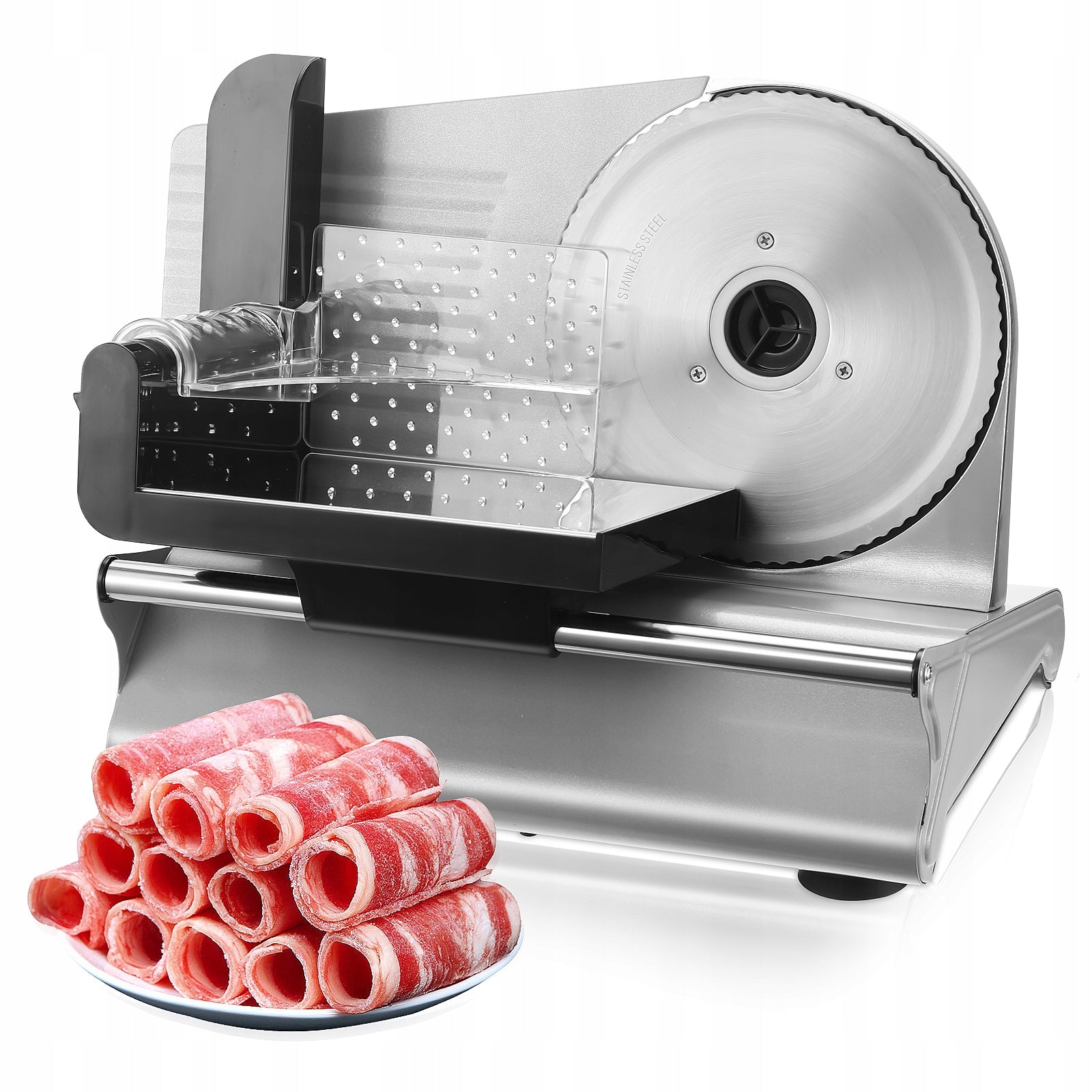 Electric Meat Slicer 200W Stainless Steel Food Slicer Adjustable Thickness