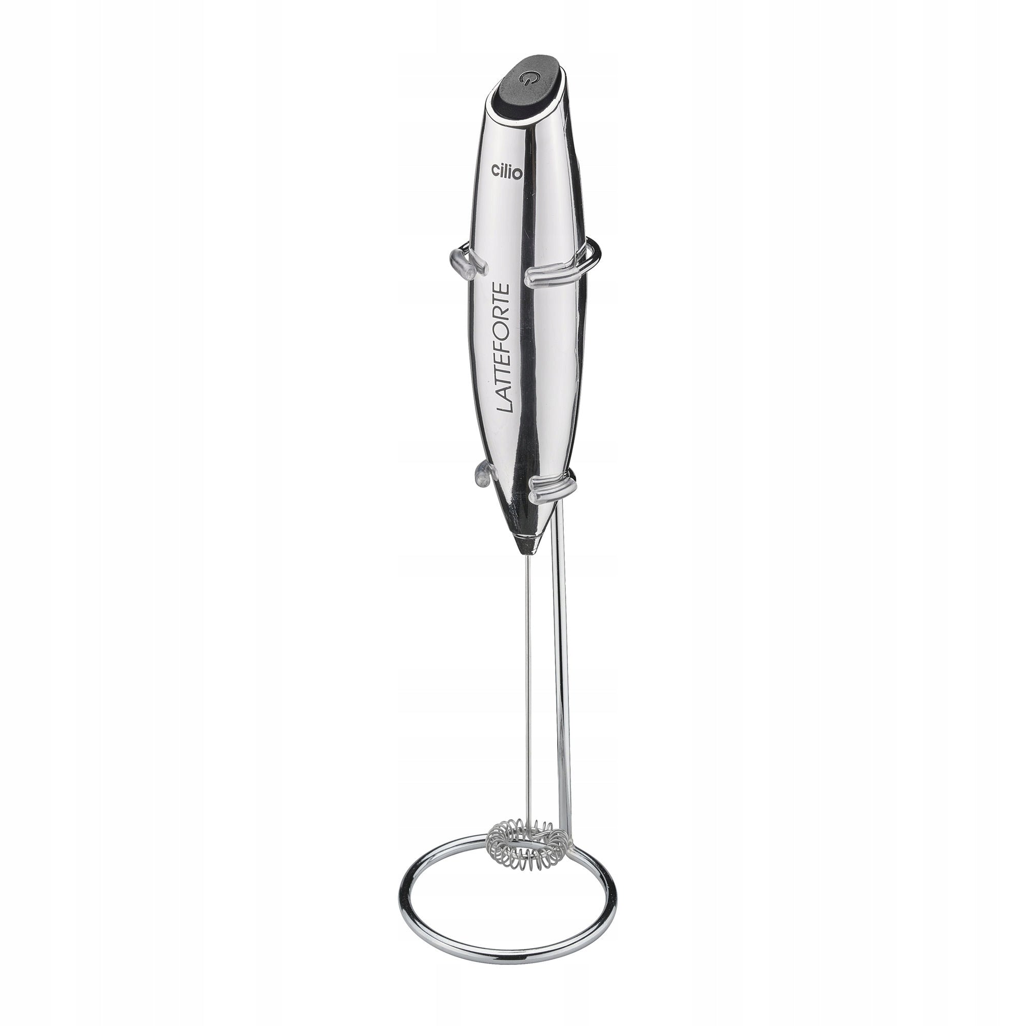 Electric Milk Foamer Cilio 23 cm Silver Stand + Batteries