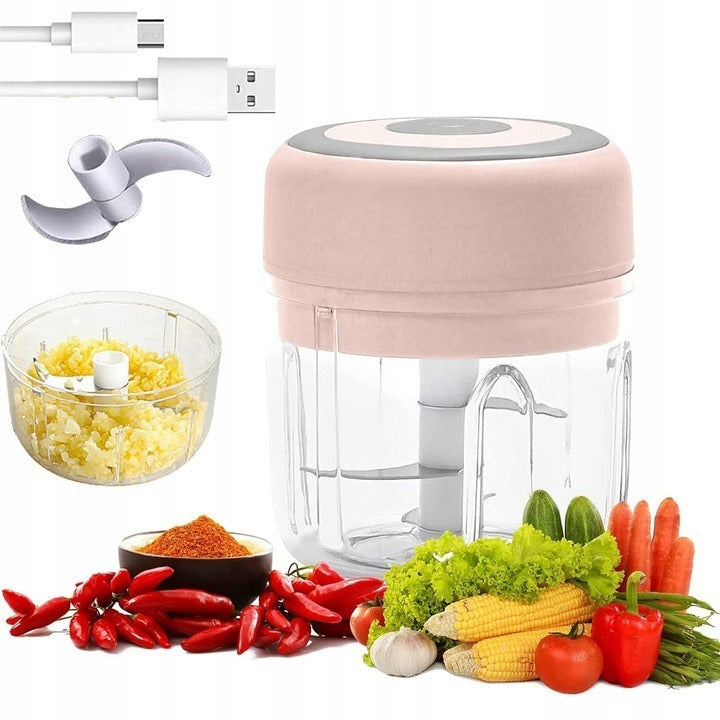 Electric Mini Kitchen Shredder USB 2 Sizes Rose Container