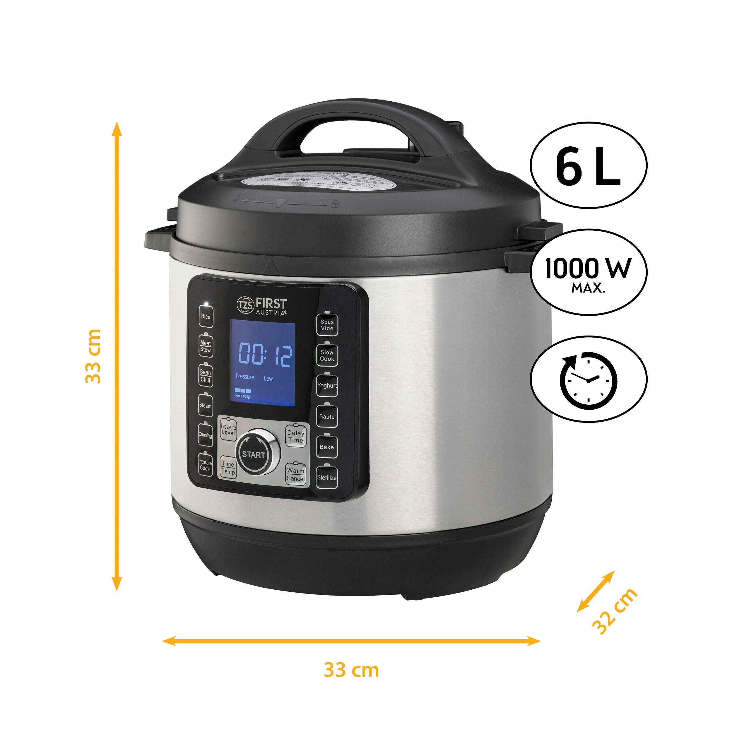 Electric Multicooker TZS First Austria FA-5130-2-SI Pressure Cooker 6L 1000W Manufacturer code FA-5130-2-SI