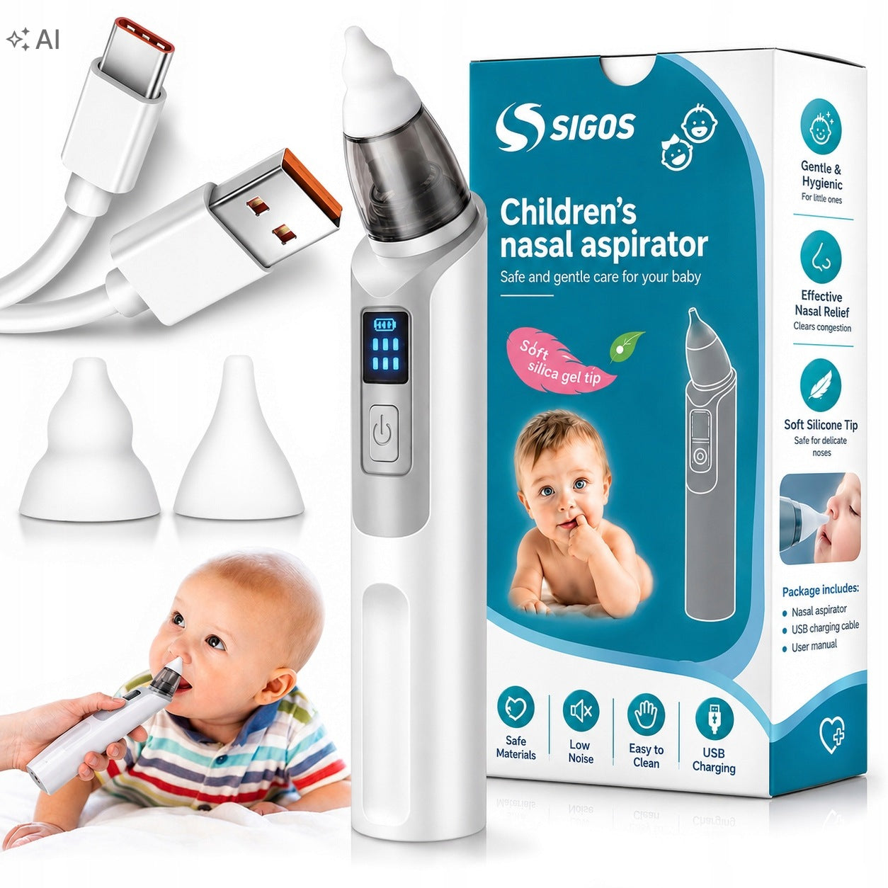 Electric Nose Aspirator for Children Infants Power USB-C WIRELESS