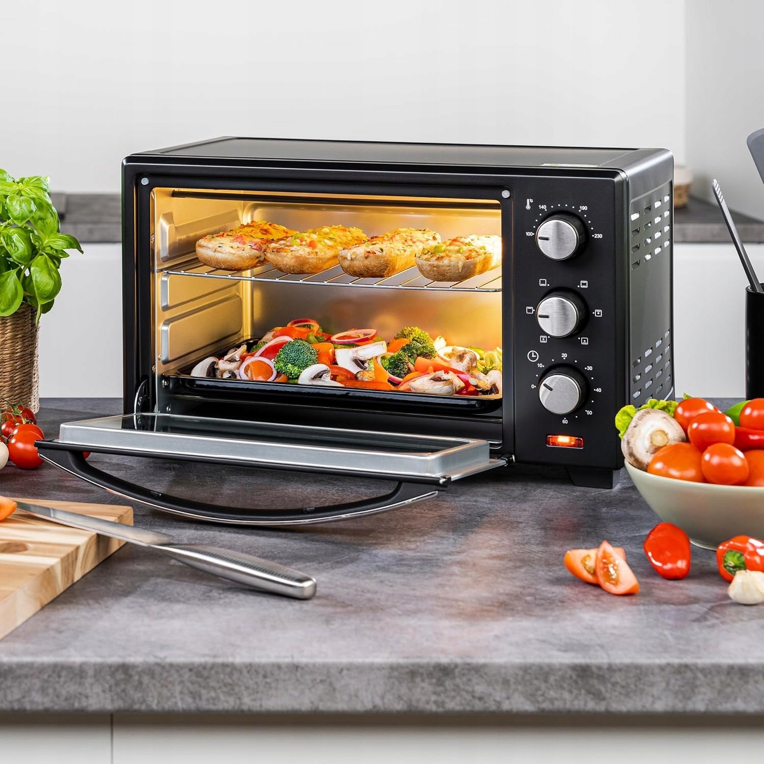 Electric Oven First Austria 20L Black 1380W LED Thermocouple Brand First Austria