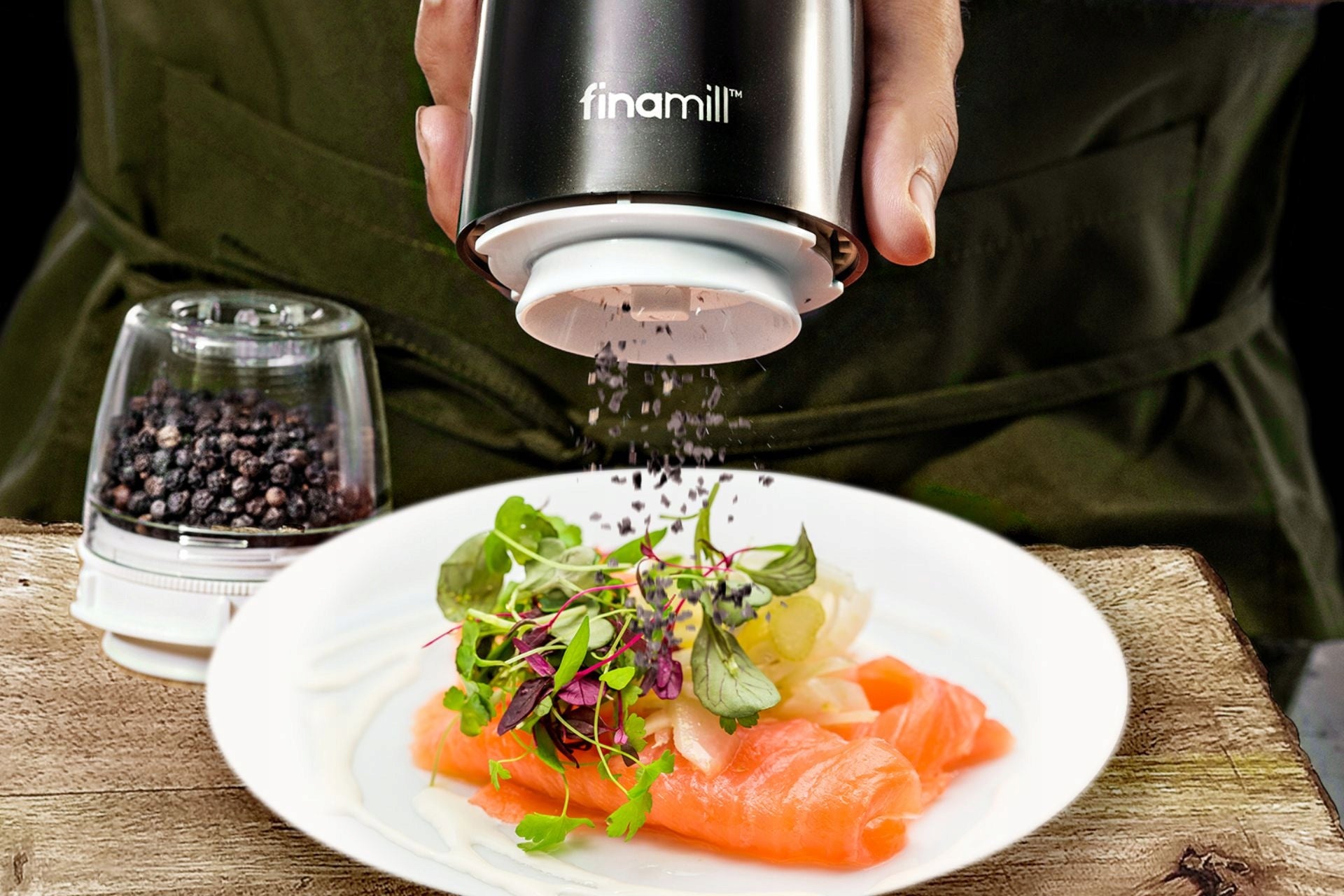 Electric Pepper Grinder Primary Salt+Containers FINAMILL Black USB Packaging status original