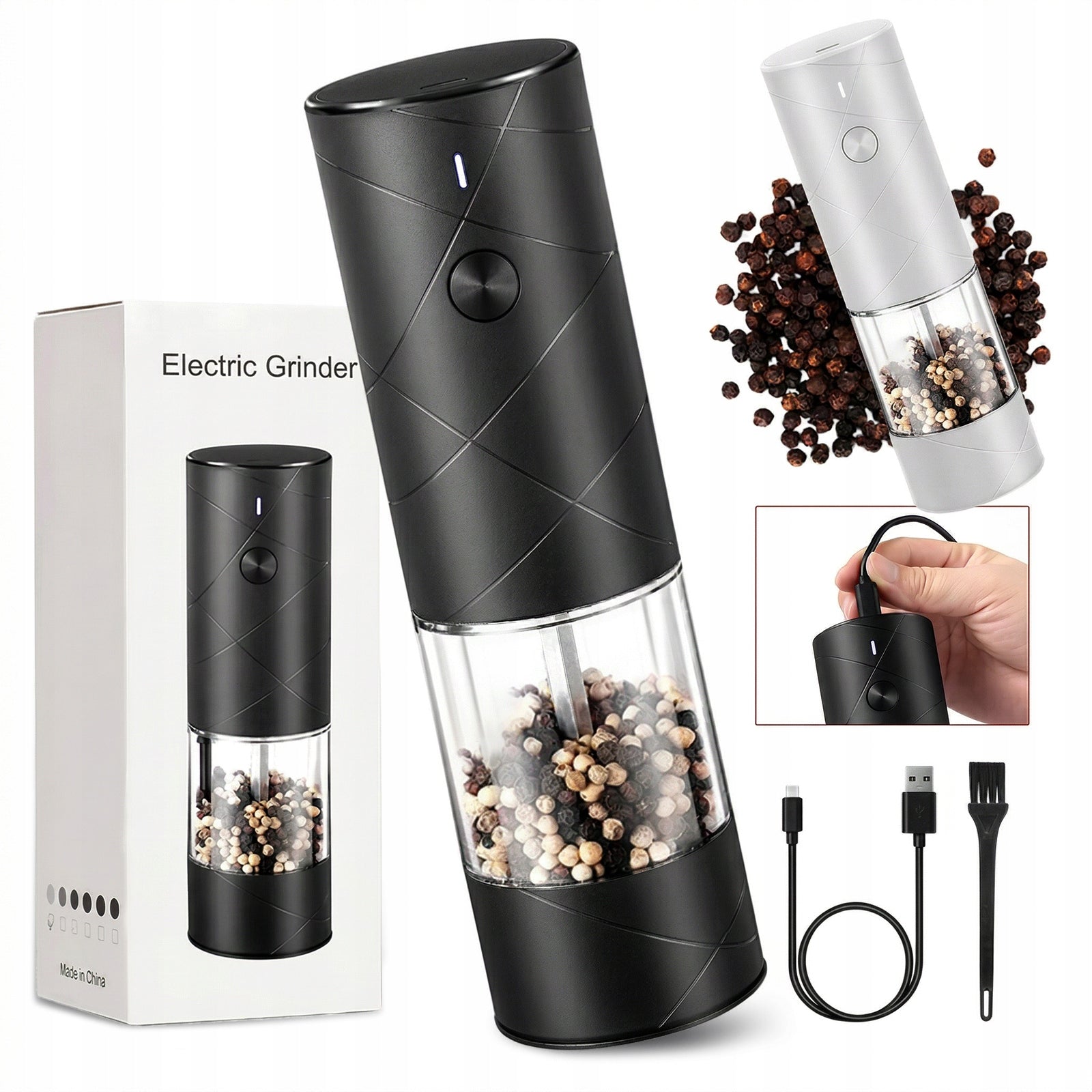 Electric Pepper and Salt Grinder – Ceramic, USB-C, LED Brand no brand