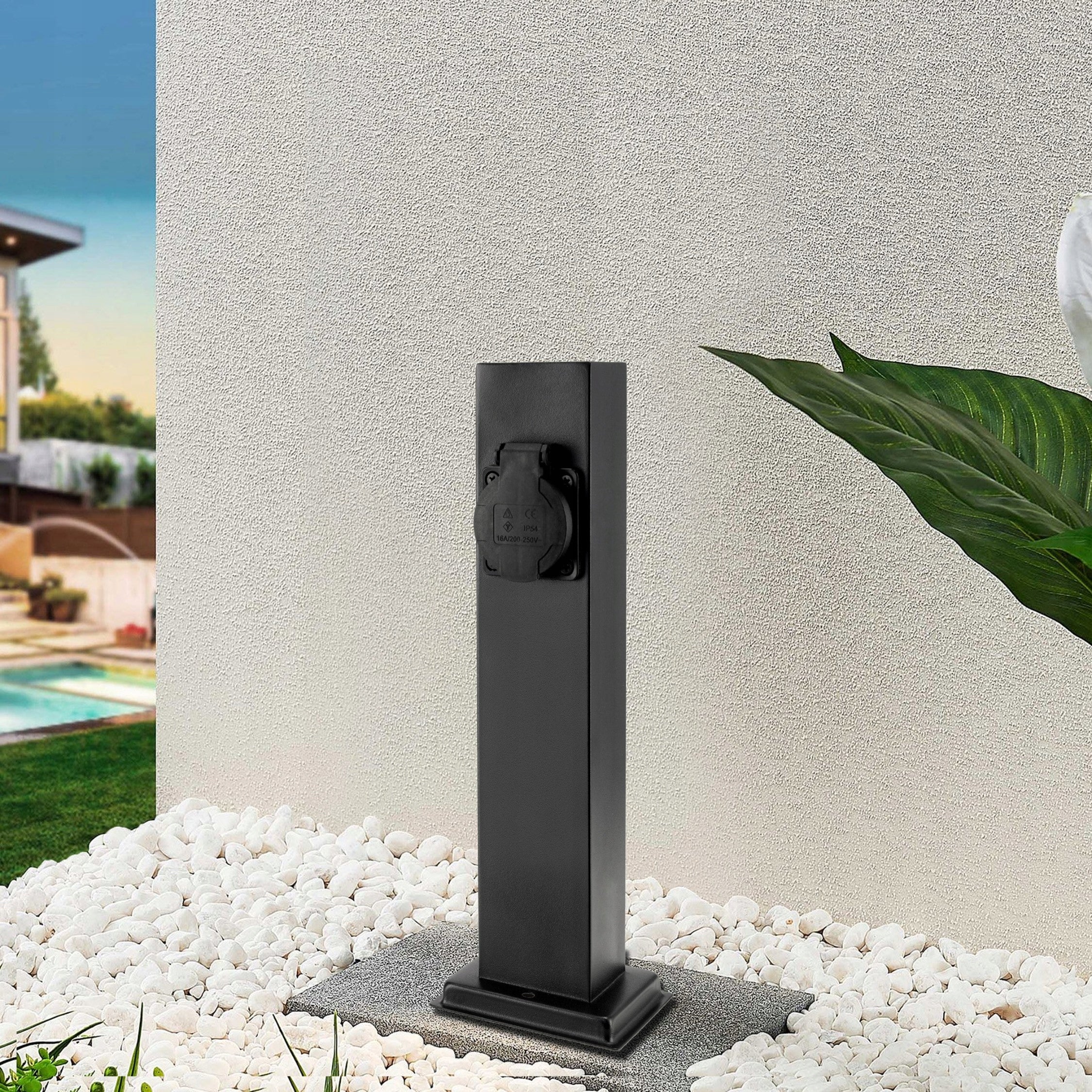 Electric Post Garden Standing Lamp 2x Hermetic Socket 30cm 16A Brand Berge