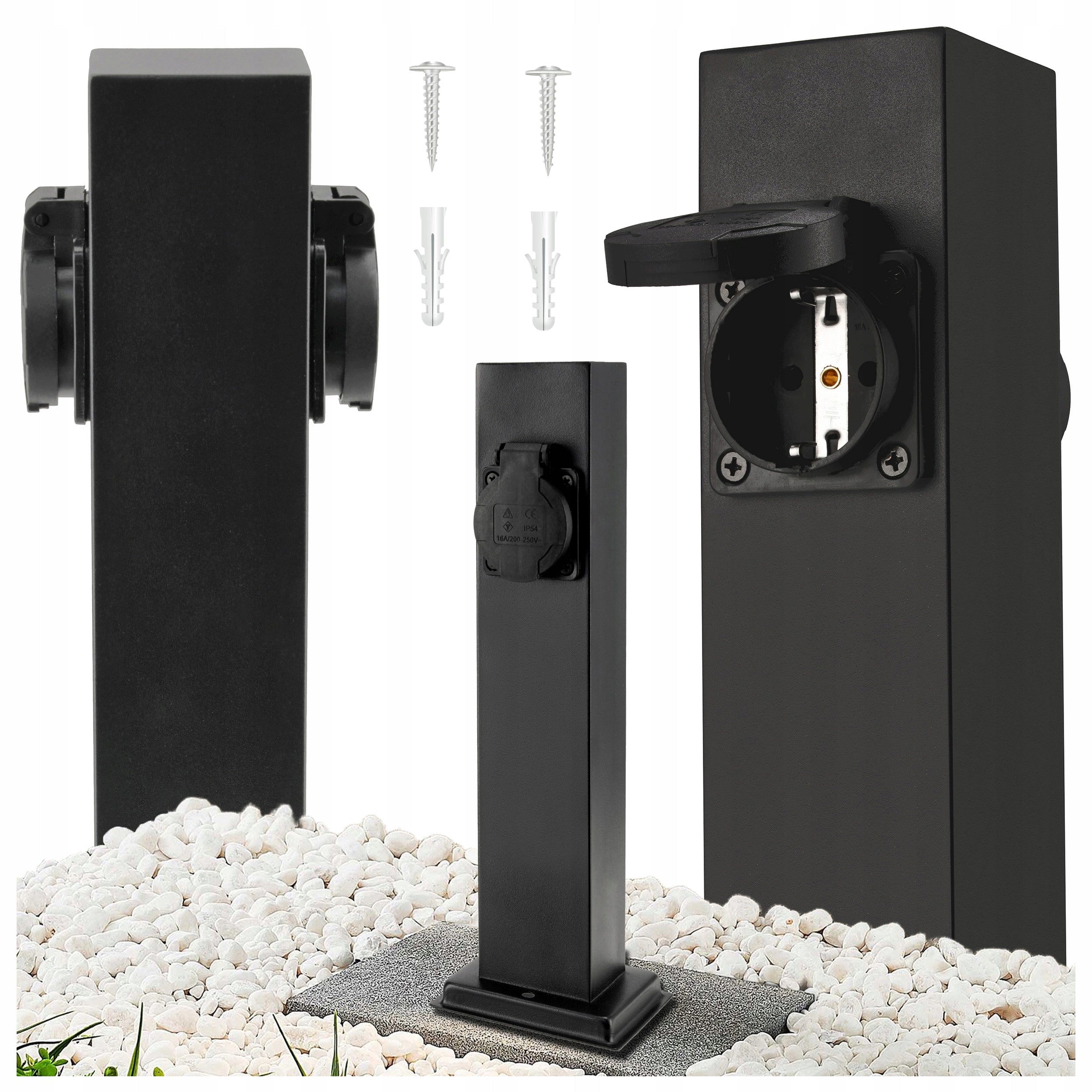 Electric Post Garden Standing Lamp 2x Hermetic Socket 30cm 16A