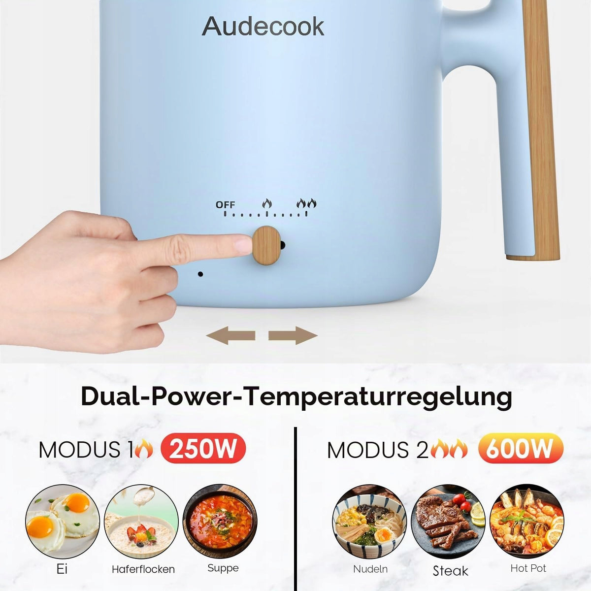 Electric Pot for Pasta Non-stick 1,8 L Blue AUDECOOK Model AC800