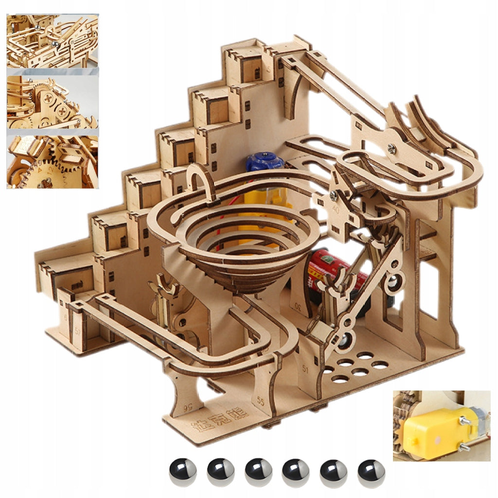 Electric Puzzle Cloud Ladder Wooden Mechanical Marble Run Ball Track 112pcs