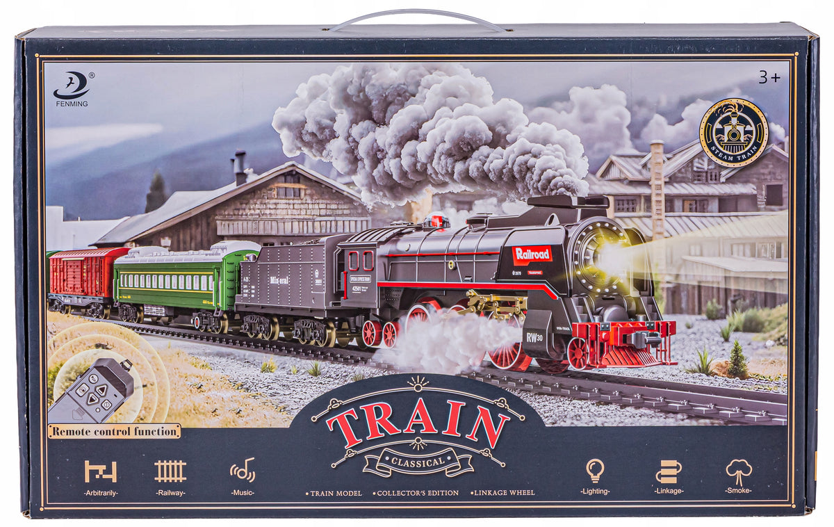 Electric RC QUEUE TRAIN Kit Locomotive WAGONS LOCOMOTIVE STEAM SOUND Packaging status original