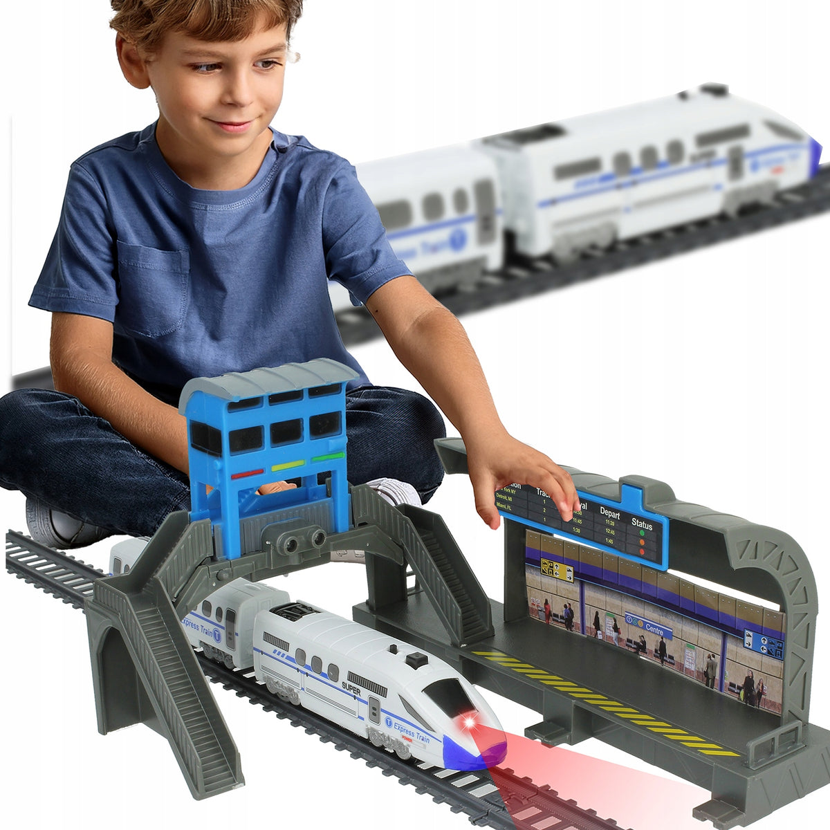 Electric Railway with Tracks 244cm Train Locomotive Pendolino LED Platform Brand Stator