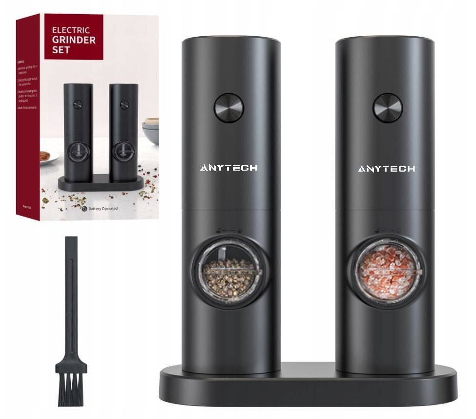 Electric Salt Pepper Spice Grinder Black Adjustable x2 Set EAN (GTIN) 5905629140111