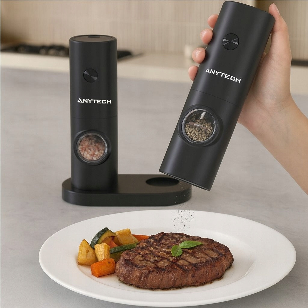 Electric Salt Pepper Spice Grinder Black Adjustable x2 Set Manufacturer code Elektryczny Młynek do Pieprzu i Soli Czarny