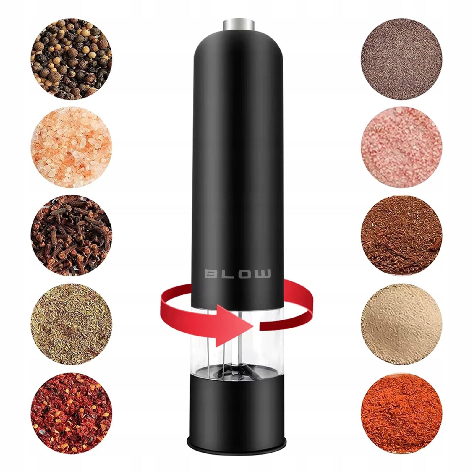 Electric Salt and Pepper Grinder 2x with Grinding Adjustment Manufacturer code Młynek el. BLOW