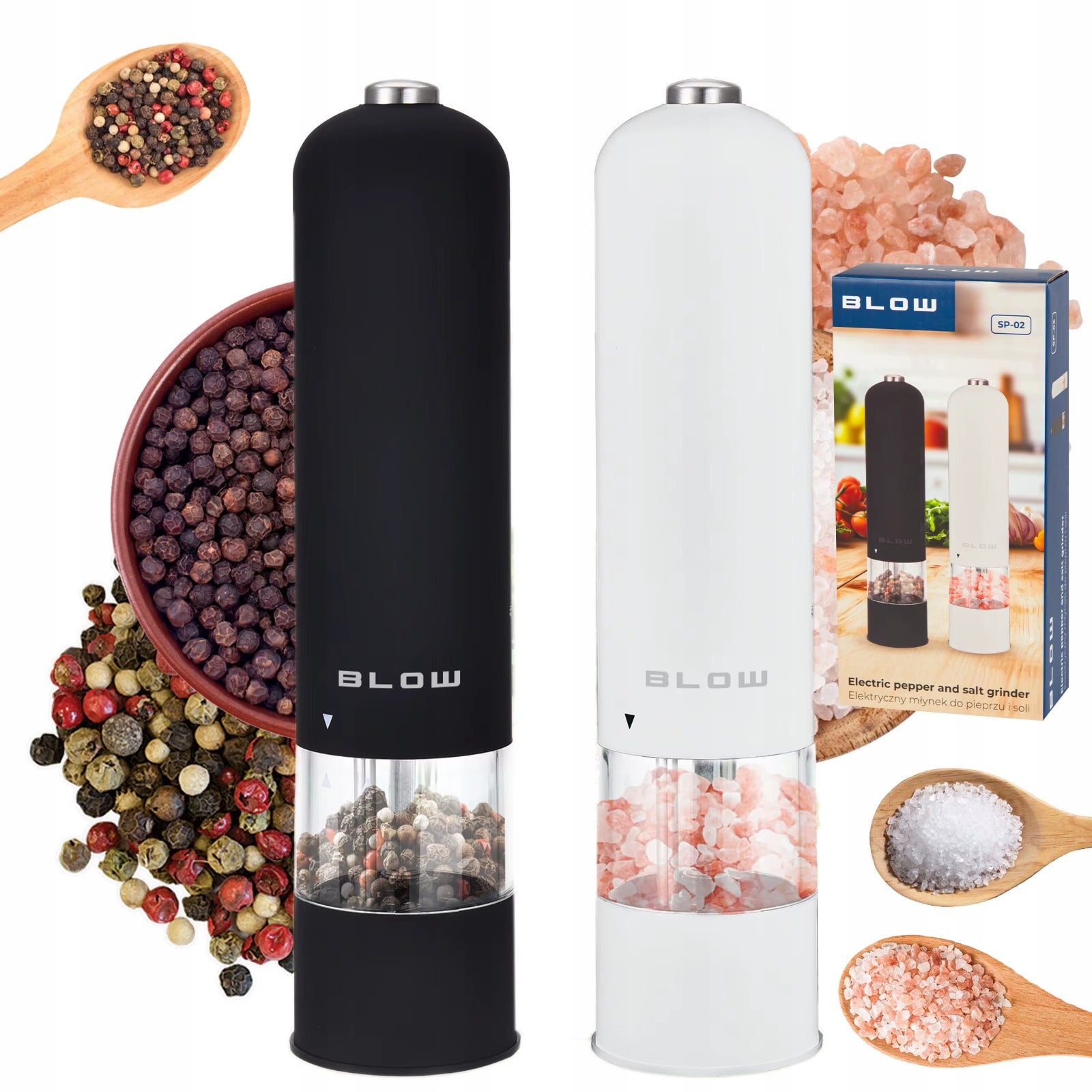 Electric Salt and Pepper Grinder 2x with Grinding Adjustment