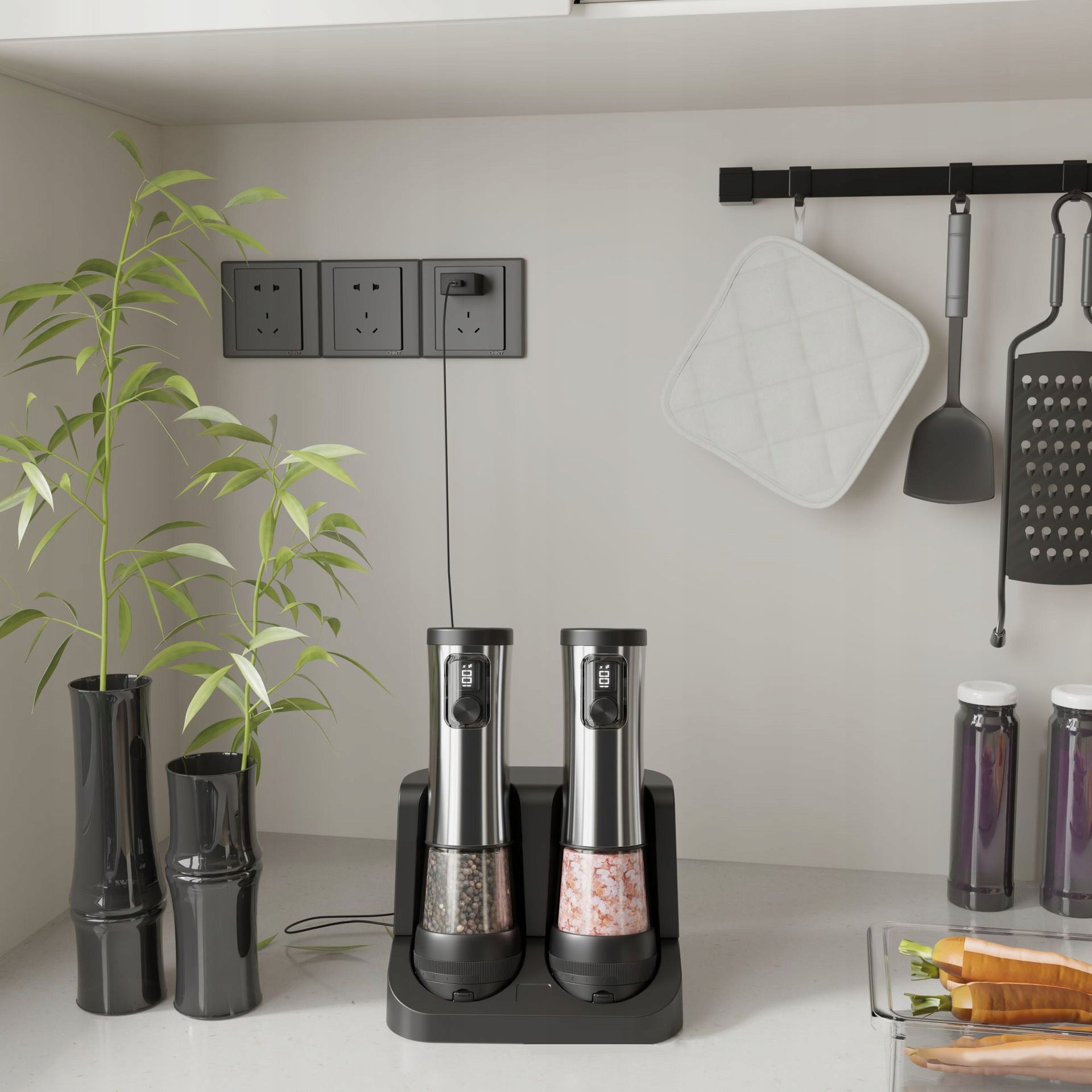 Electric Salt and Pepper Grinder. USB-C Rechargeable with Charging Base Manufacturer code 4896022074299