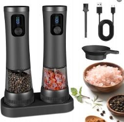 Electric Salt and Pepper Grinder USB Cordless 2 Pack Packaging status original