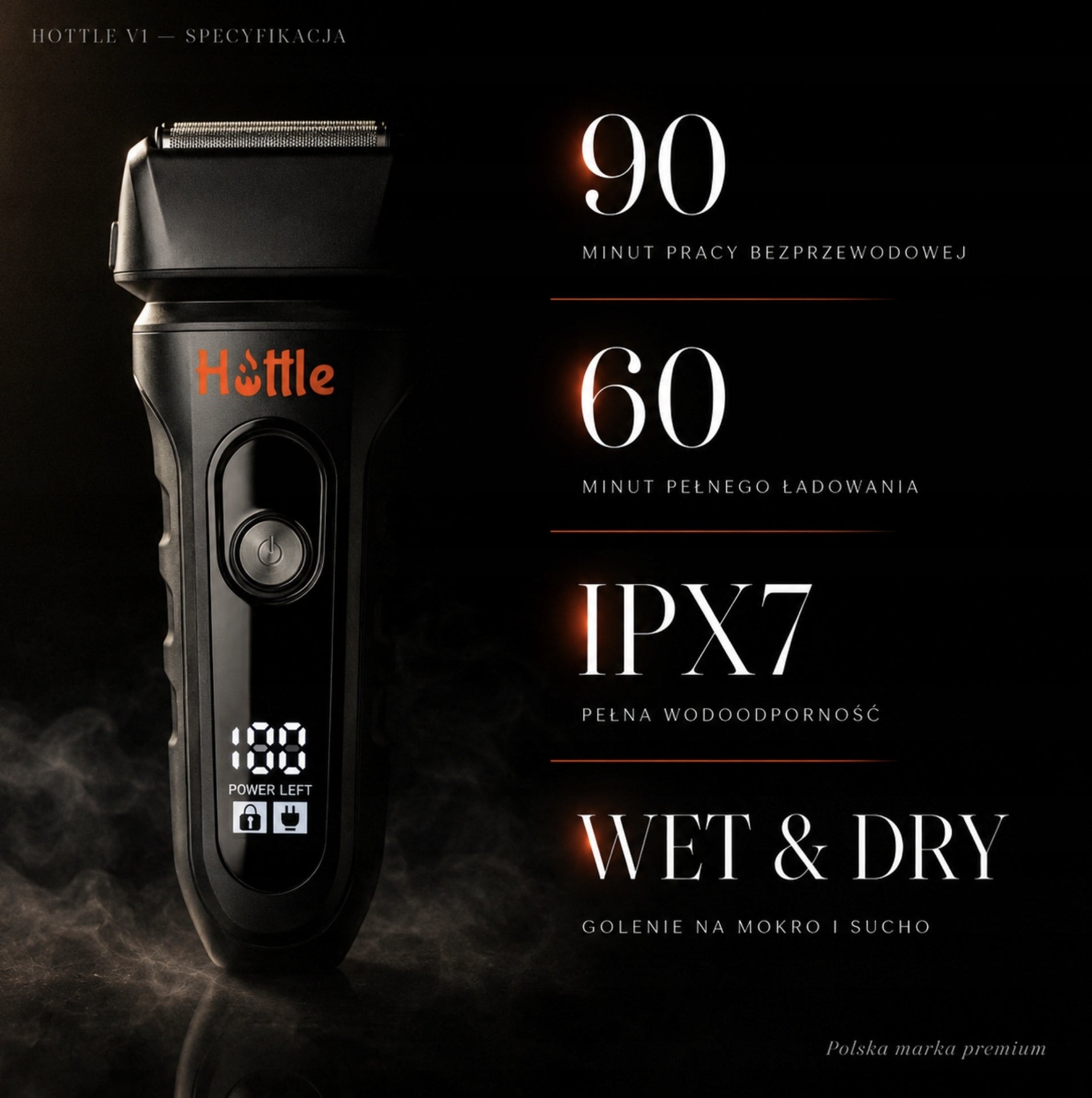 Electric Shaver for Men HOTTLE – Fast Shave, No Irritation | 9000 RPM |IPX7 Packaging status original