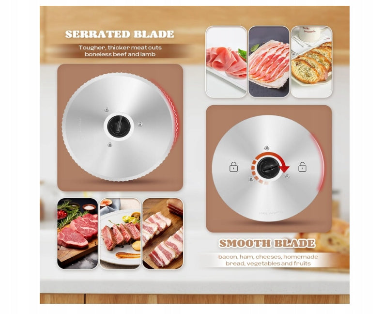 Electric Slicer Adjustable Thickness for Bread Sausages 2x Blades 200W Manufacturer code B0CMTHN77C