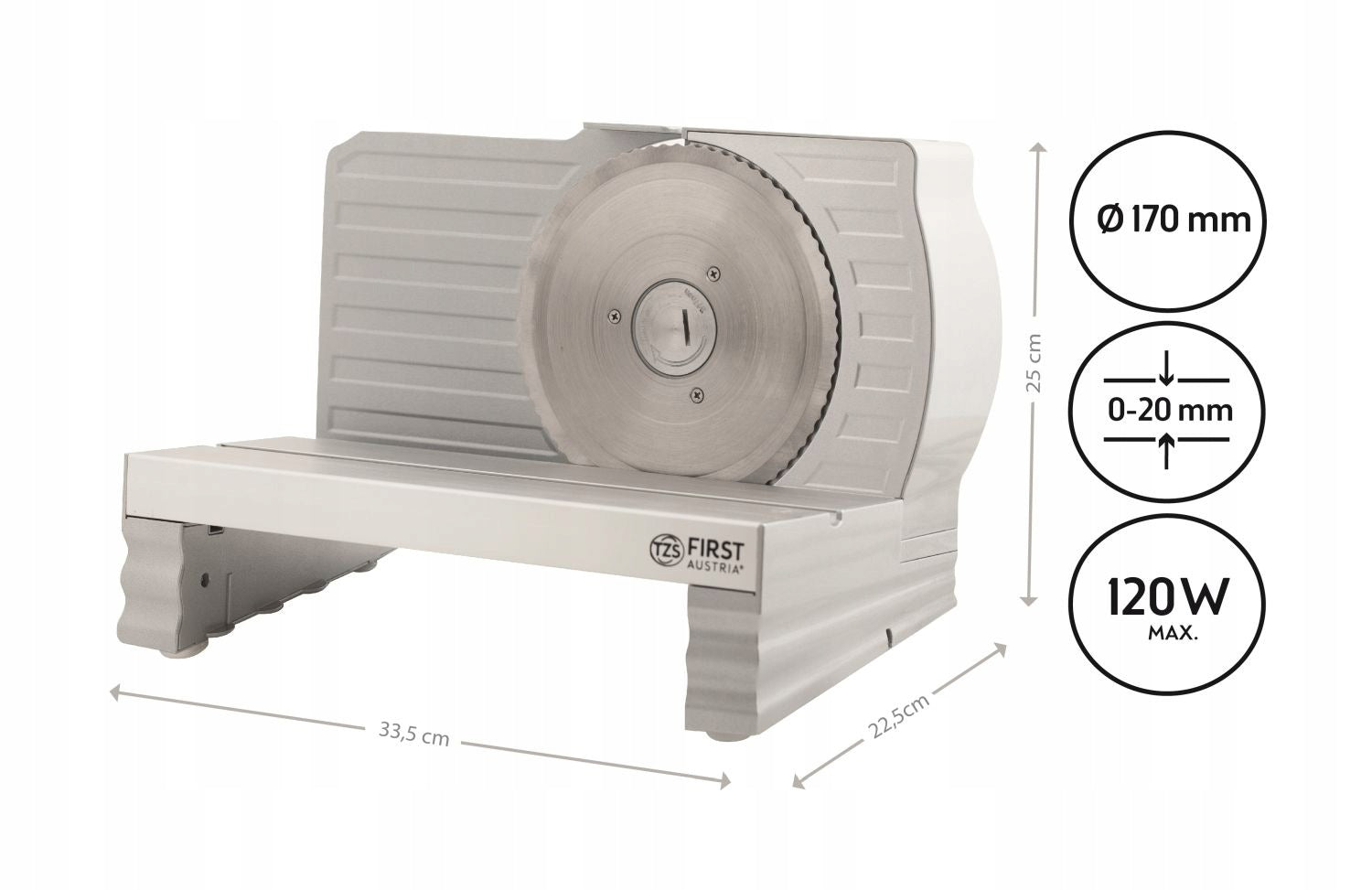 Electric Slicer for Meat Bread Cheese TZS First Austria 120W Packaging status original